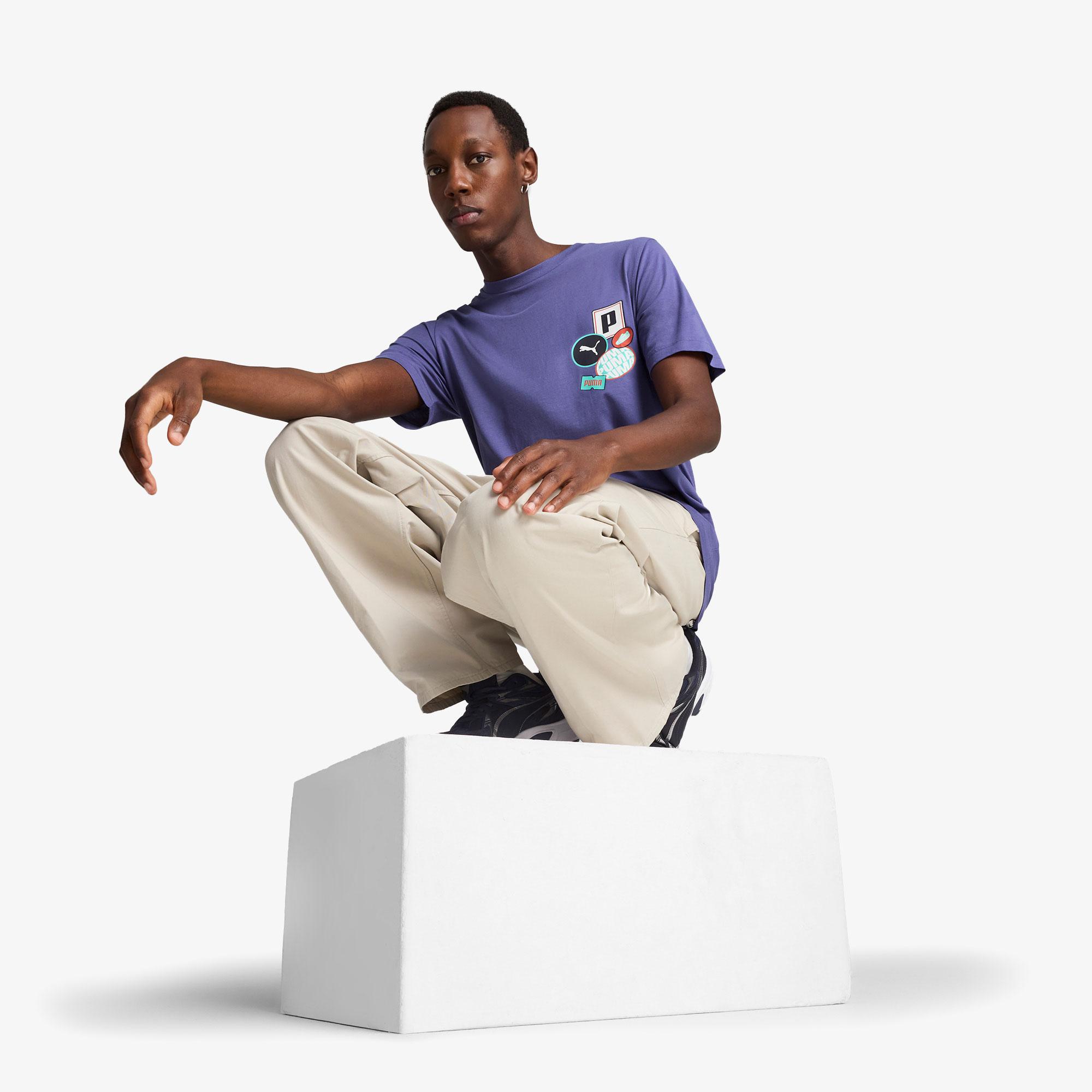 Puma Graphics icon Erkek Mavi T-Shirt