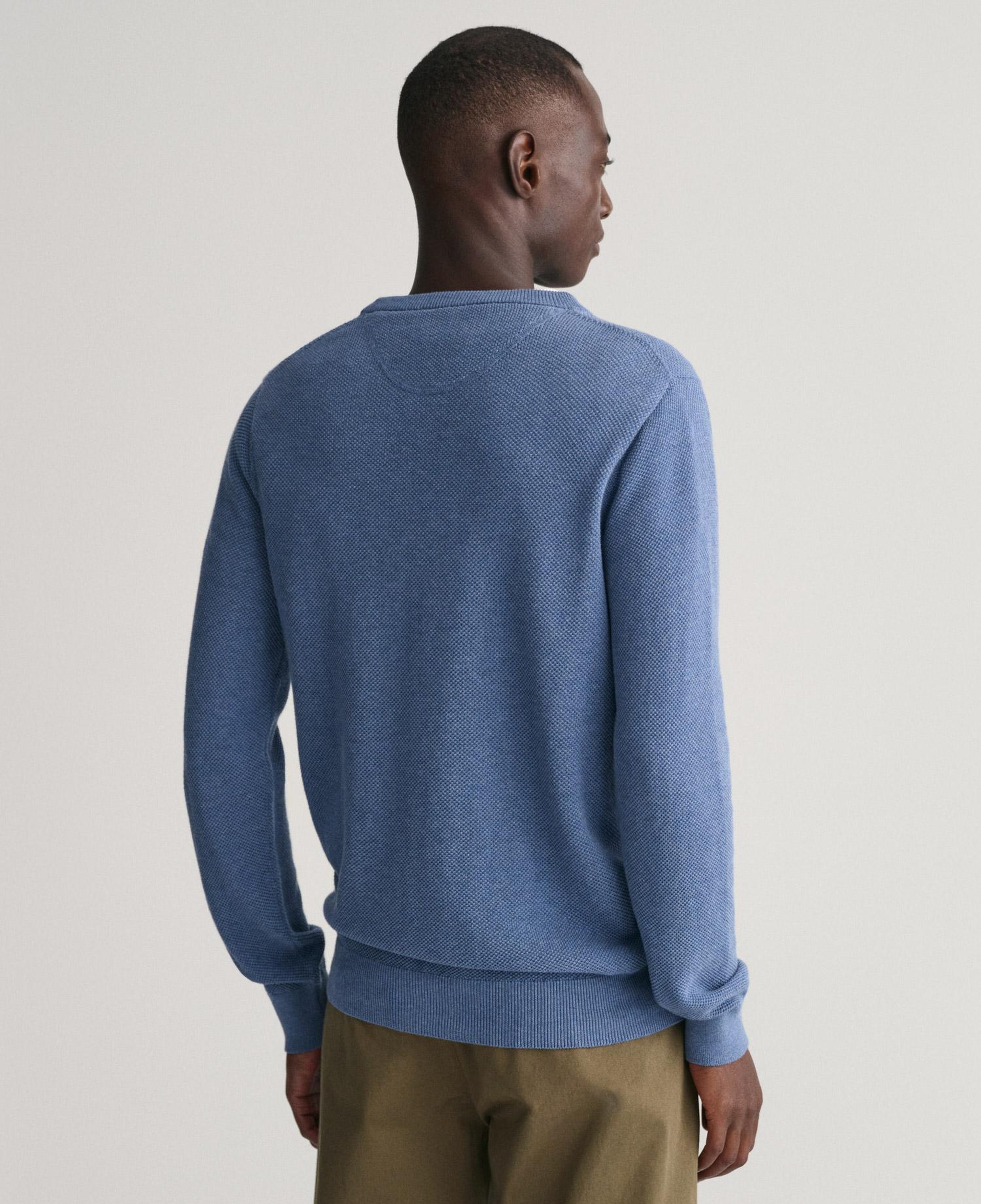 GANT Erkek Mavi Regular Fit Bisiklet Yaka Kazak