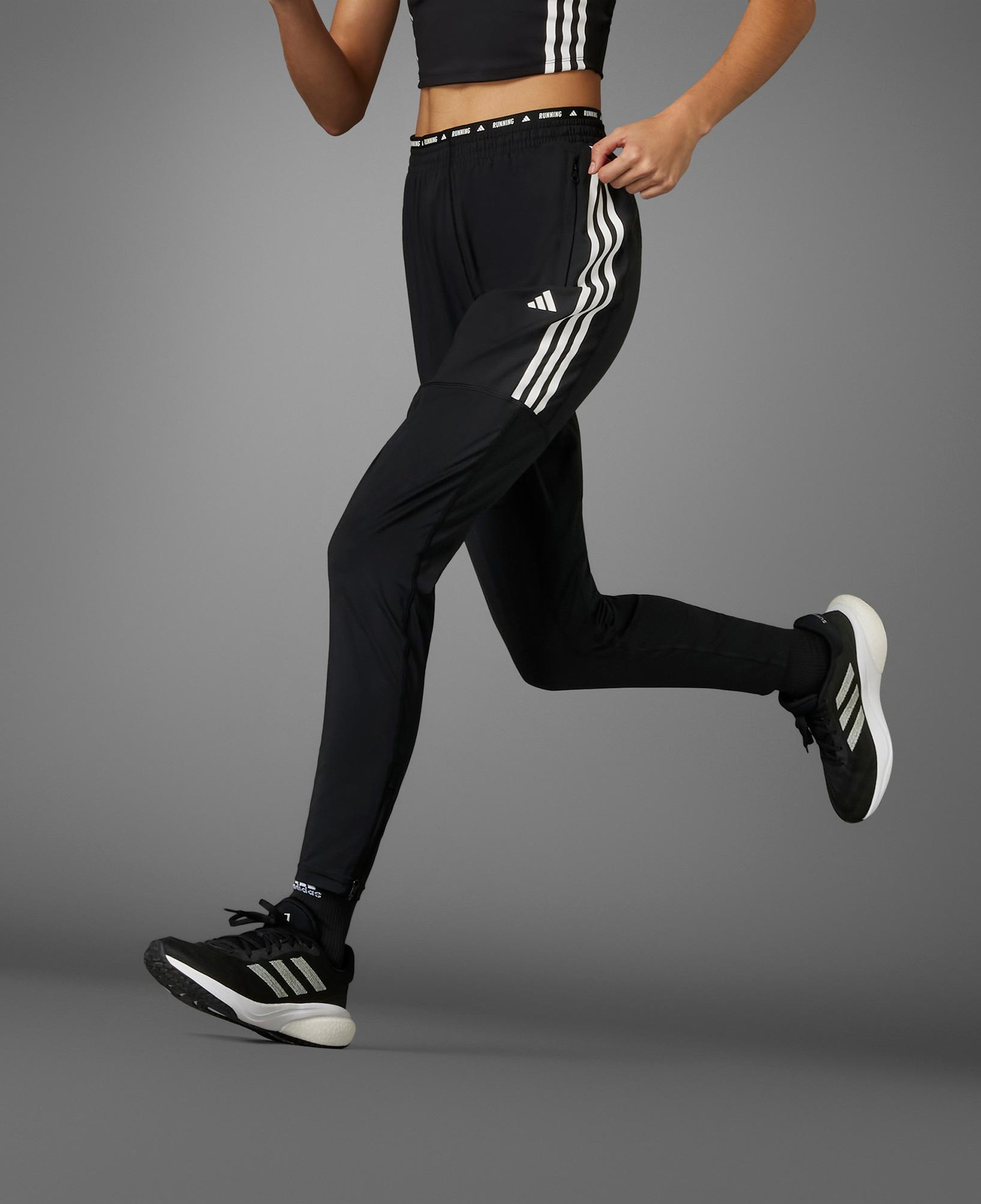 adidas Own the Run 3-Stripes Kadın Siyah Eşofman Altı