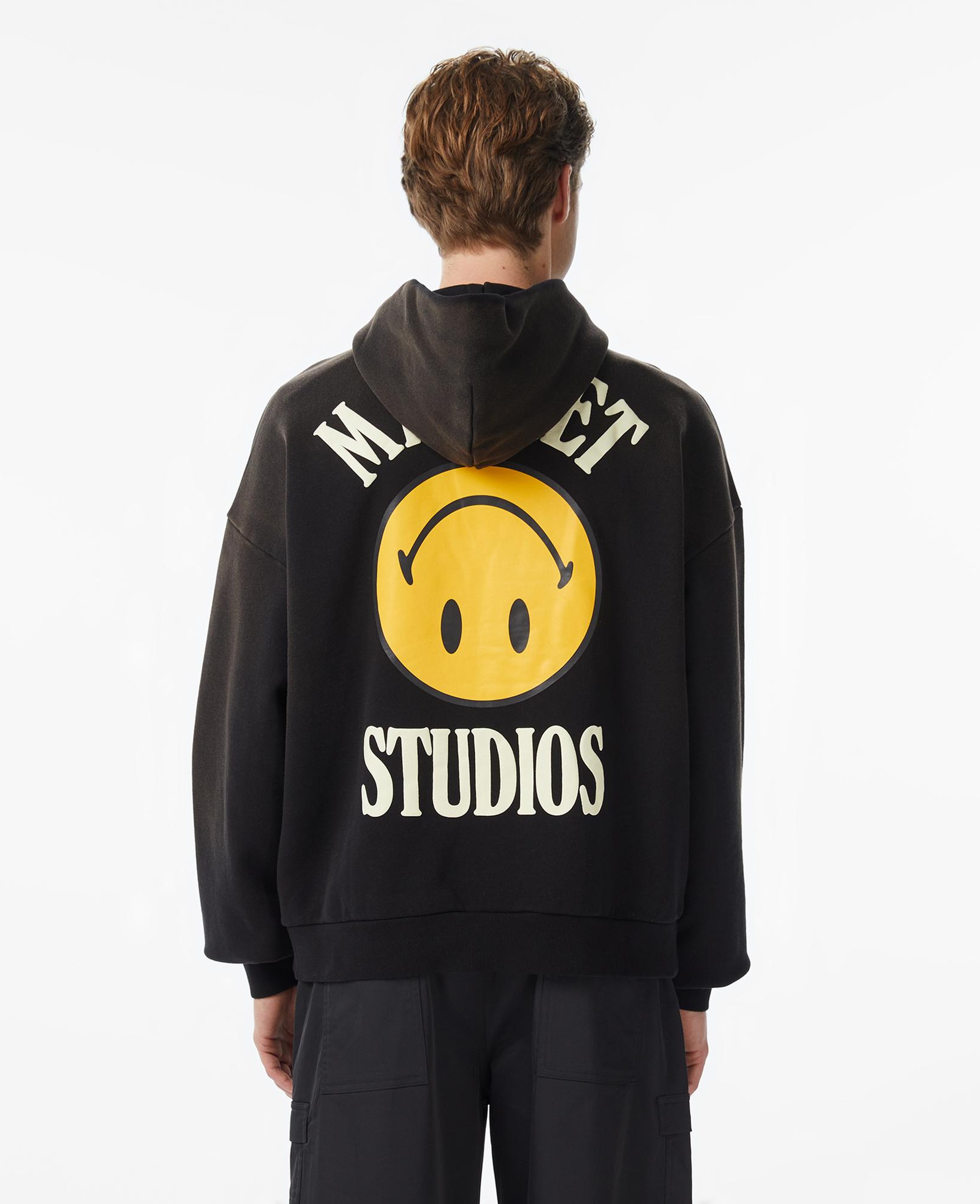 Market Smiley Upside Down Lockup Erkek Siyah Hoodie