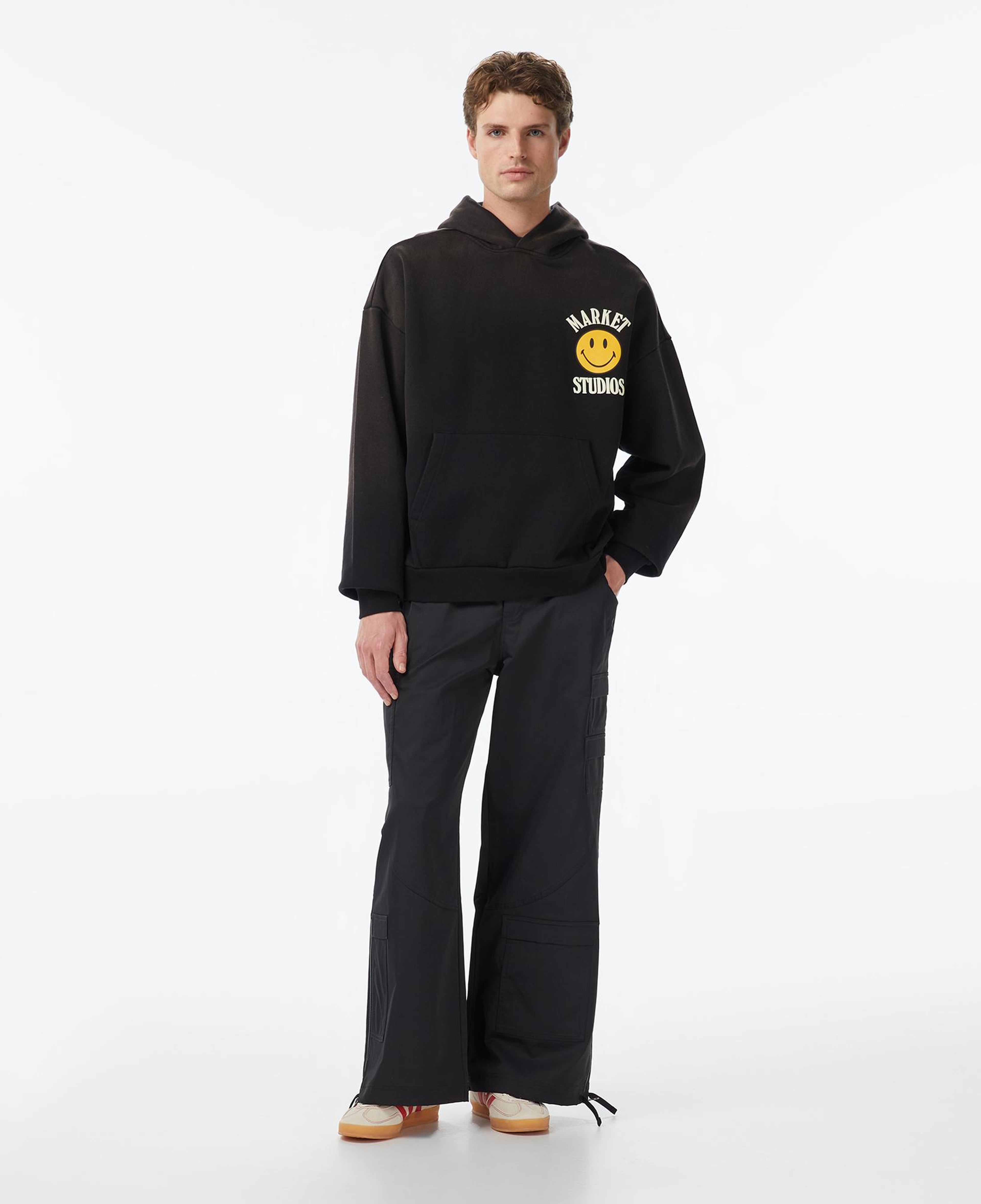 Market Smiley Upside Down Lockup Erkek Siyah Hoodie