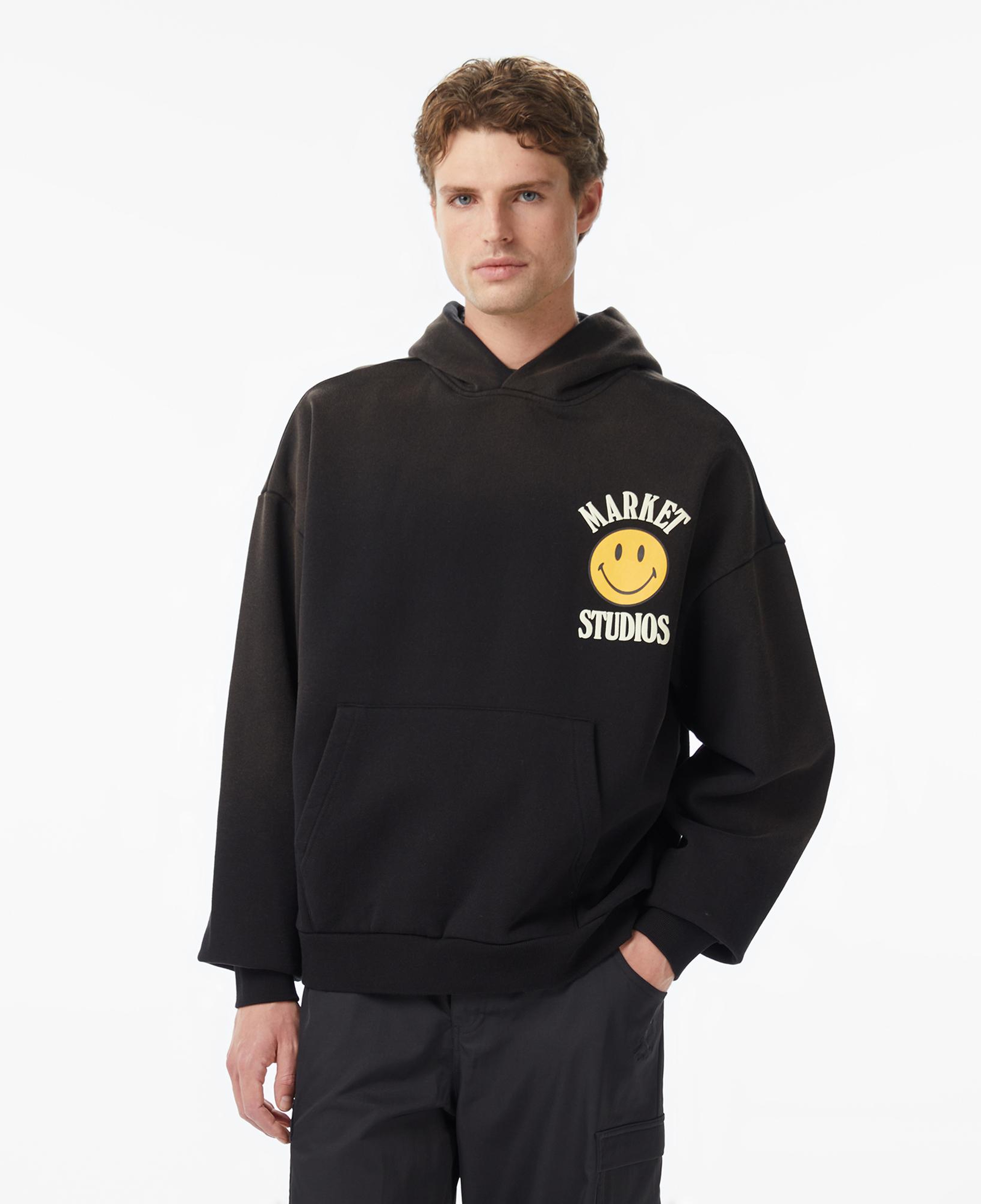 Market Smiley Upside Down Lockup Erkek Siyah Hoodie