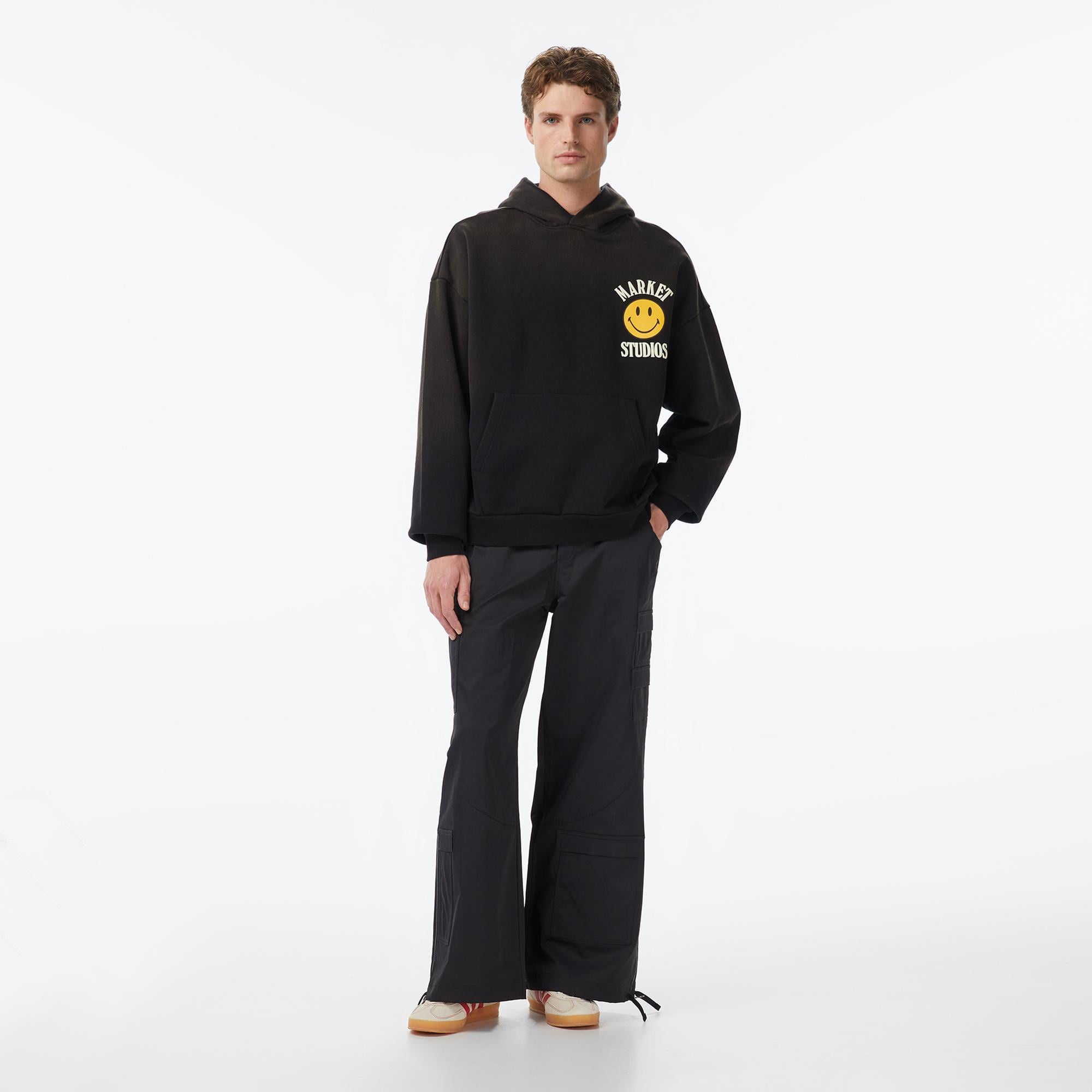 Market Smiley Upside Down Lockup Erkek Siyah Hoodie
