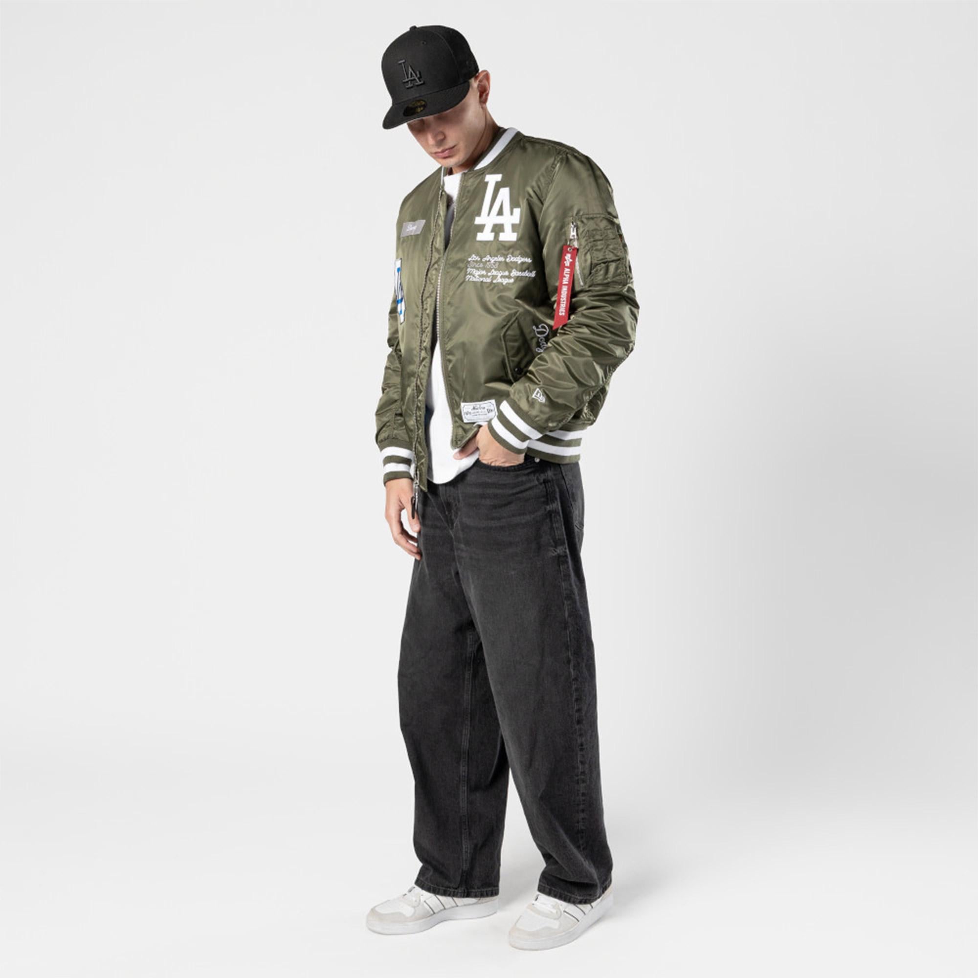 Alpha Industries x New Era LA Dodgers MA-1 Bomber Erkek Yeşil Mont