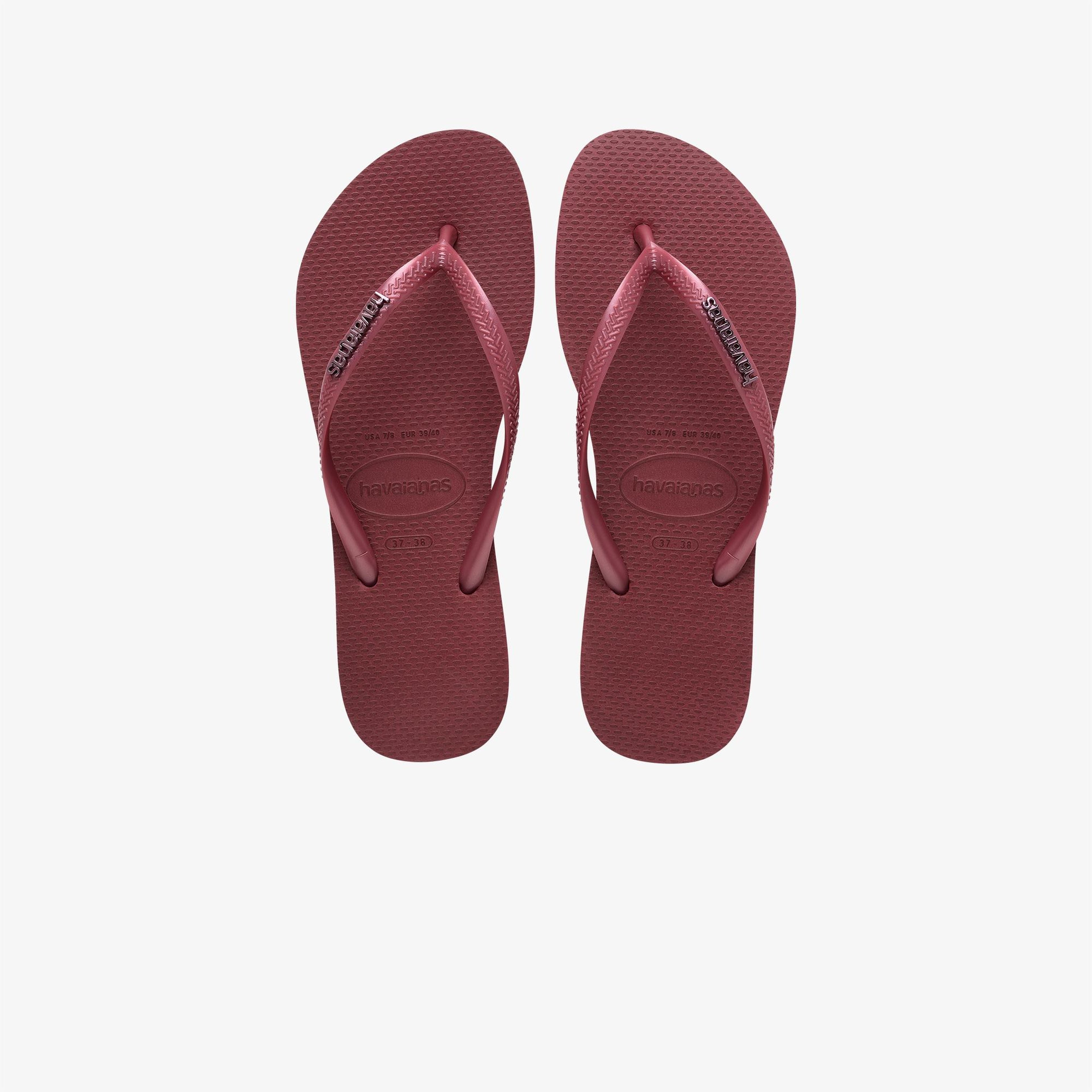 Havaianas Slim Logo Metallic Kadın Bordo Terlik