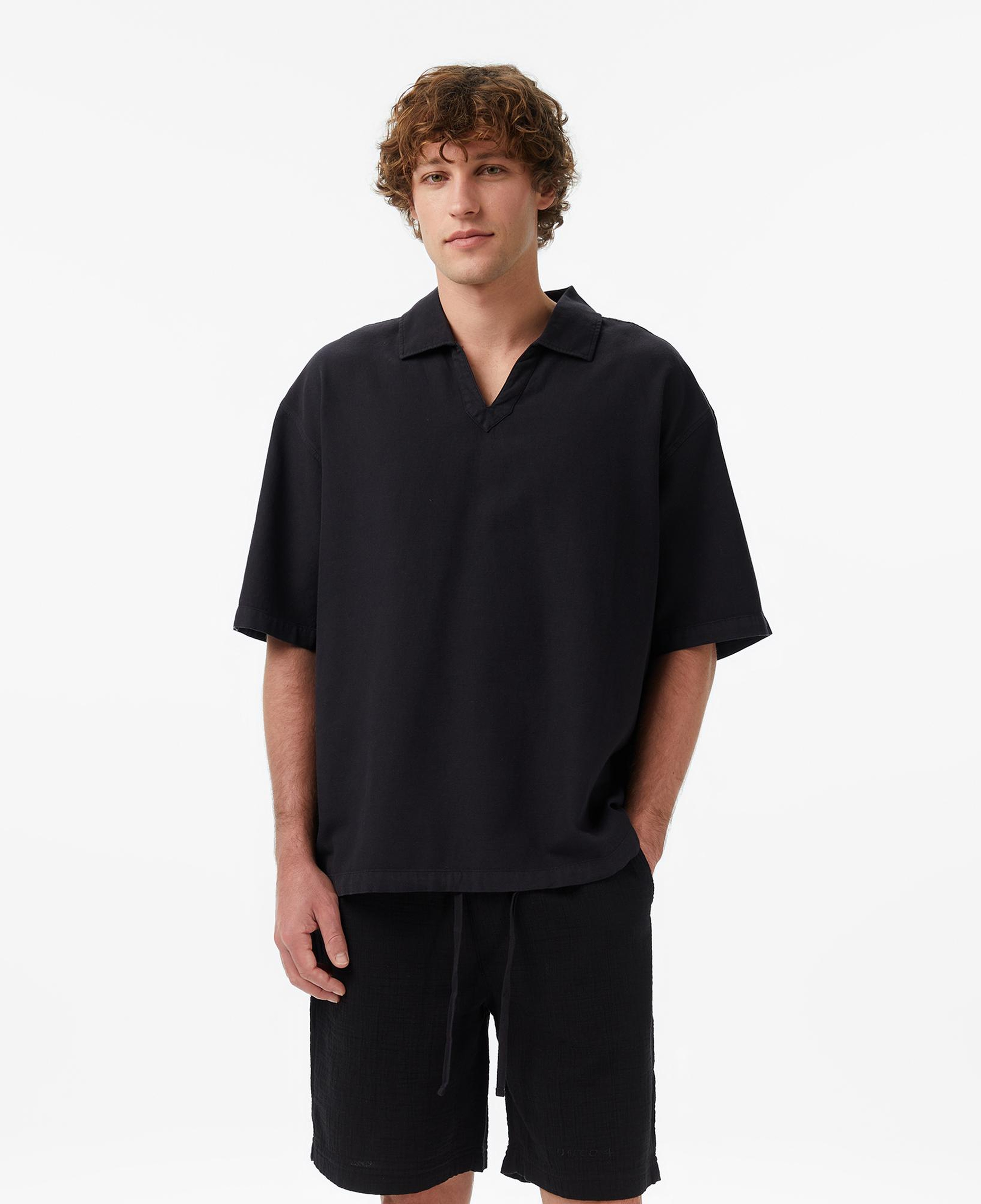 UNITED4 Oversize Fit Erkek Siyah Polo