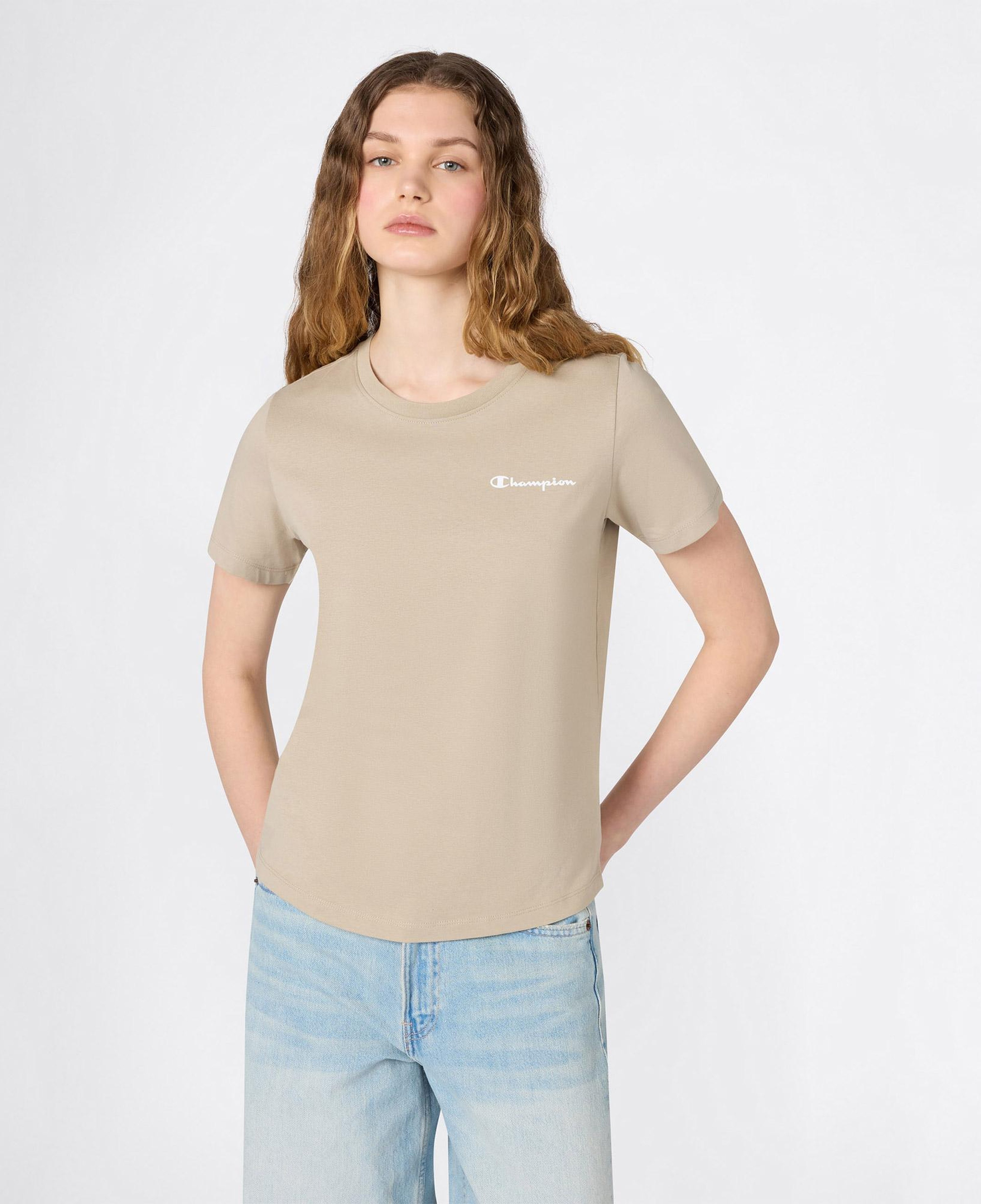 Champion SS Regular Fit Kadın Bej T-Shirt