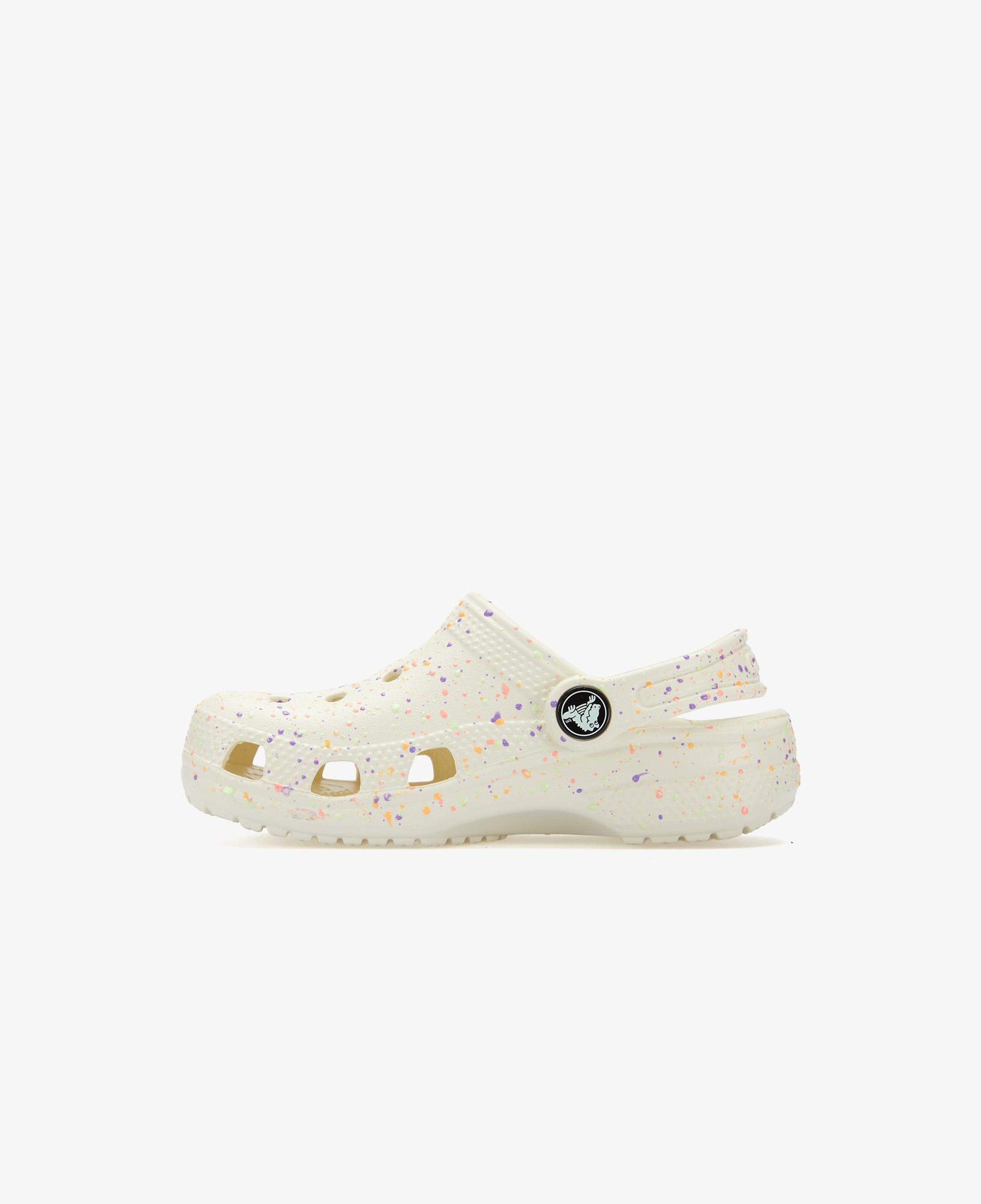 Crocs Classic Glow Paint Splatter Çocuk Krem Rengi Terlik