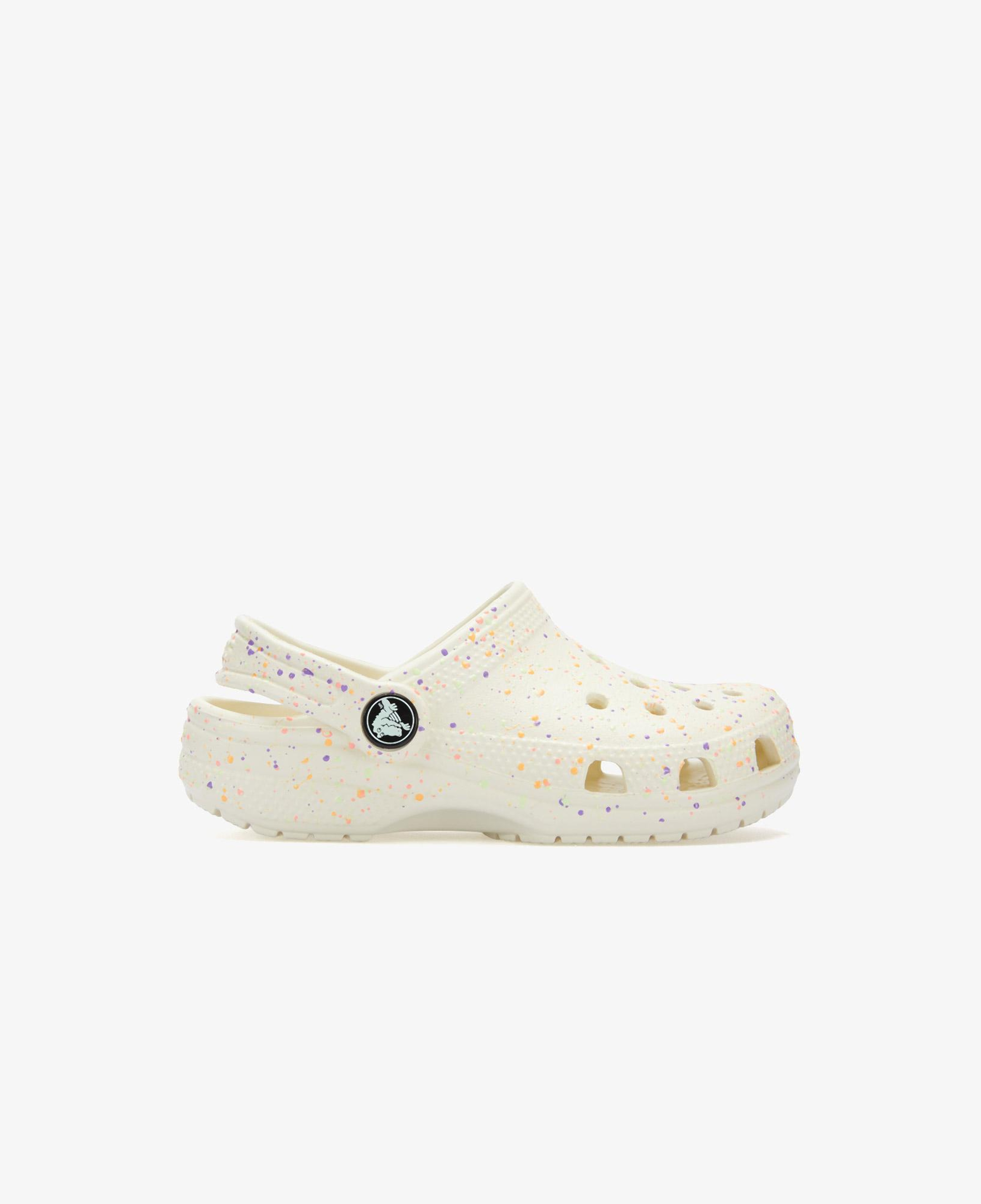 Crocs Classic Glow Paint Splatter Çocuk Krem Rengi Terlik