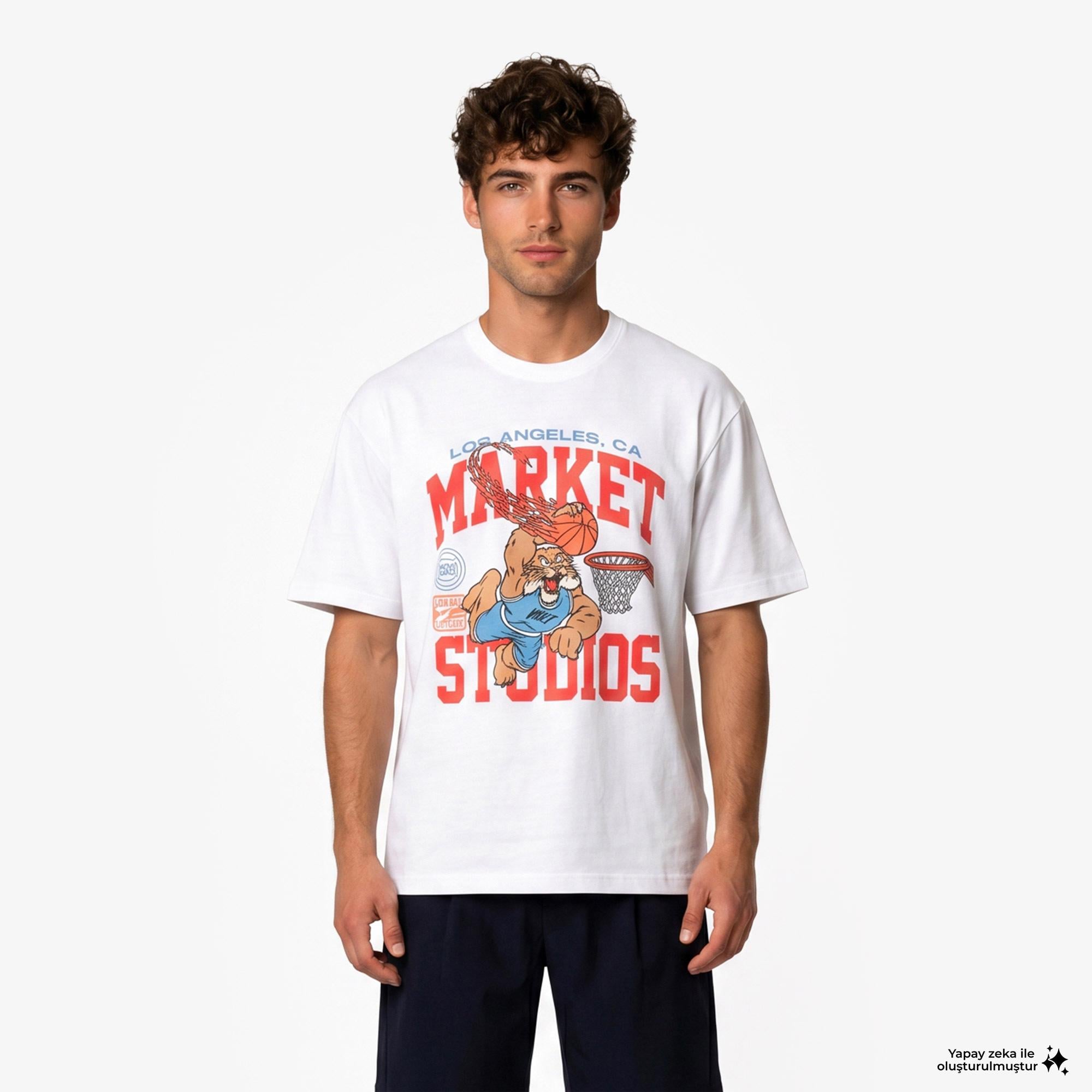 Market Ballin Bobcat Erkek Beyaz T-Shirt