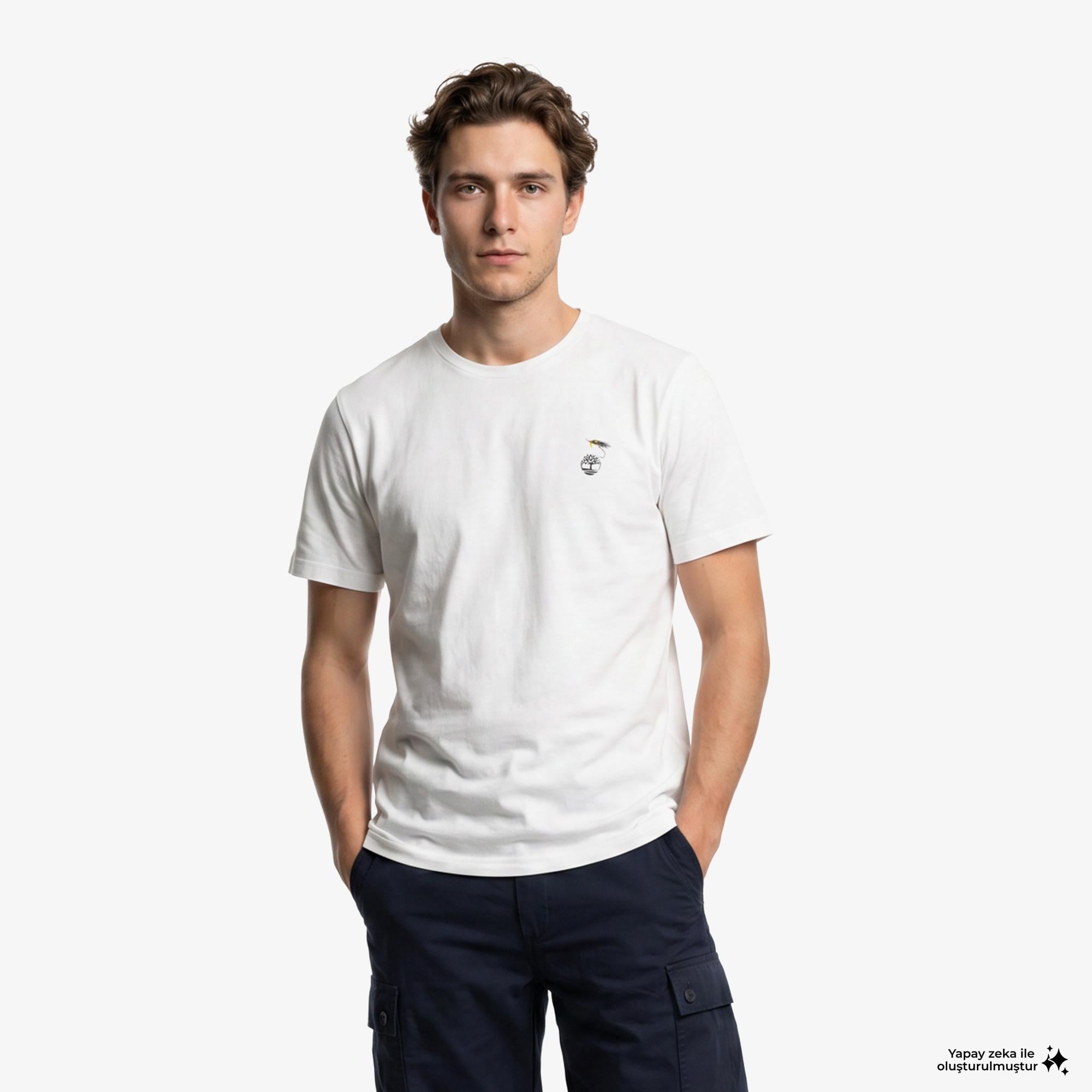 Timberland Slogan Erkek Beyaz T-Shirt