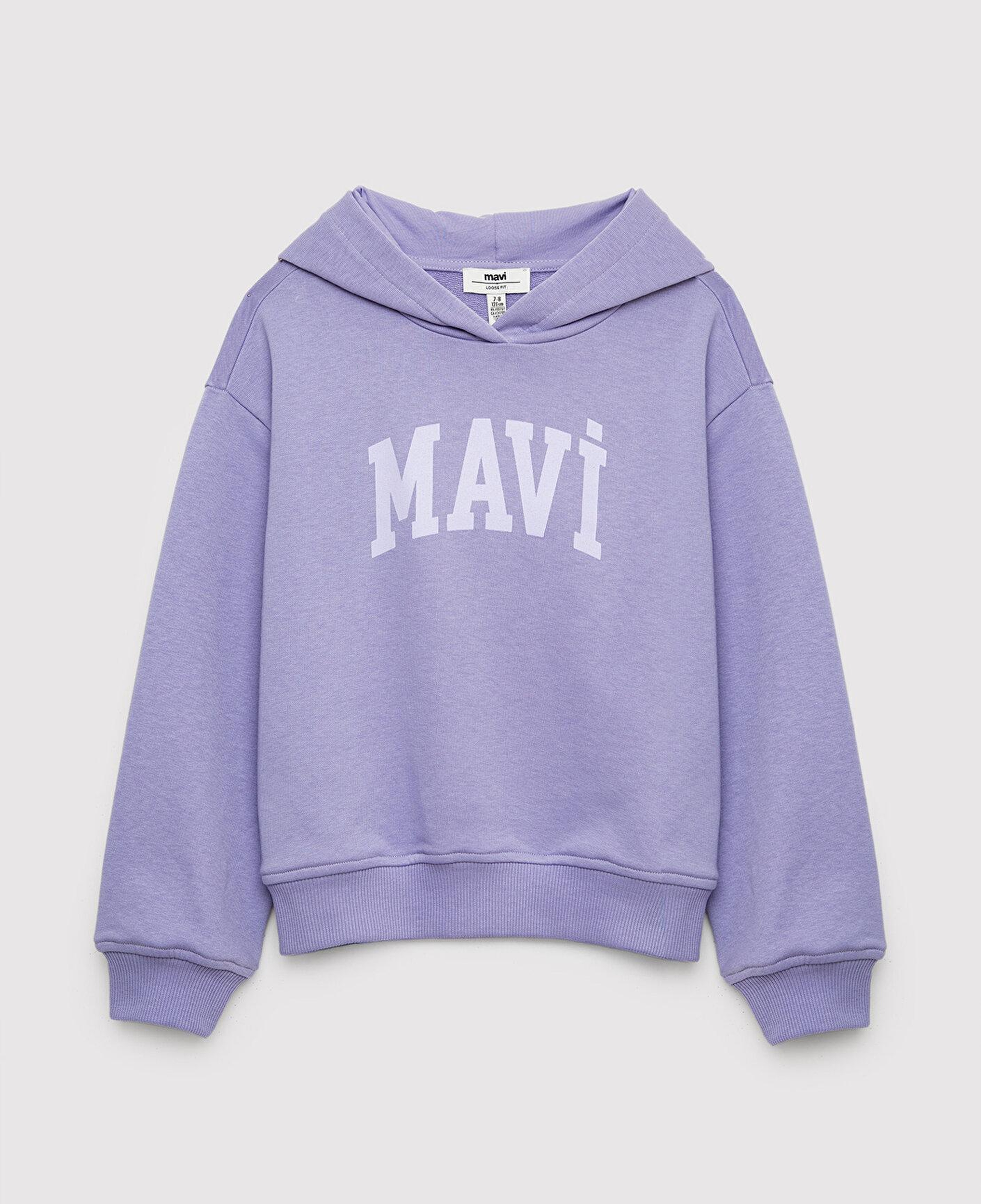Mavi Mavi Logo Baskılı Kapüşonlu Mor Sweatshirt 7S10147-70557
