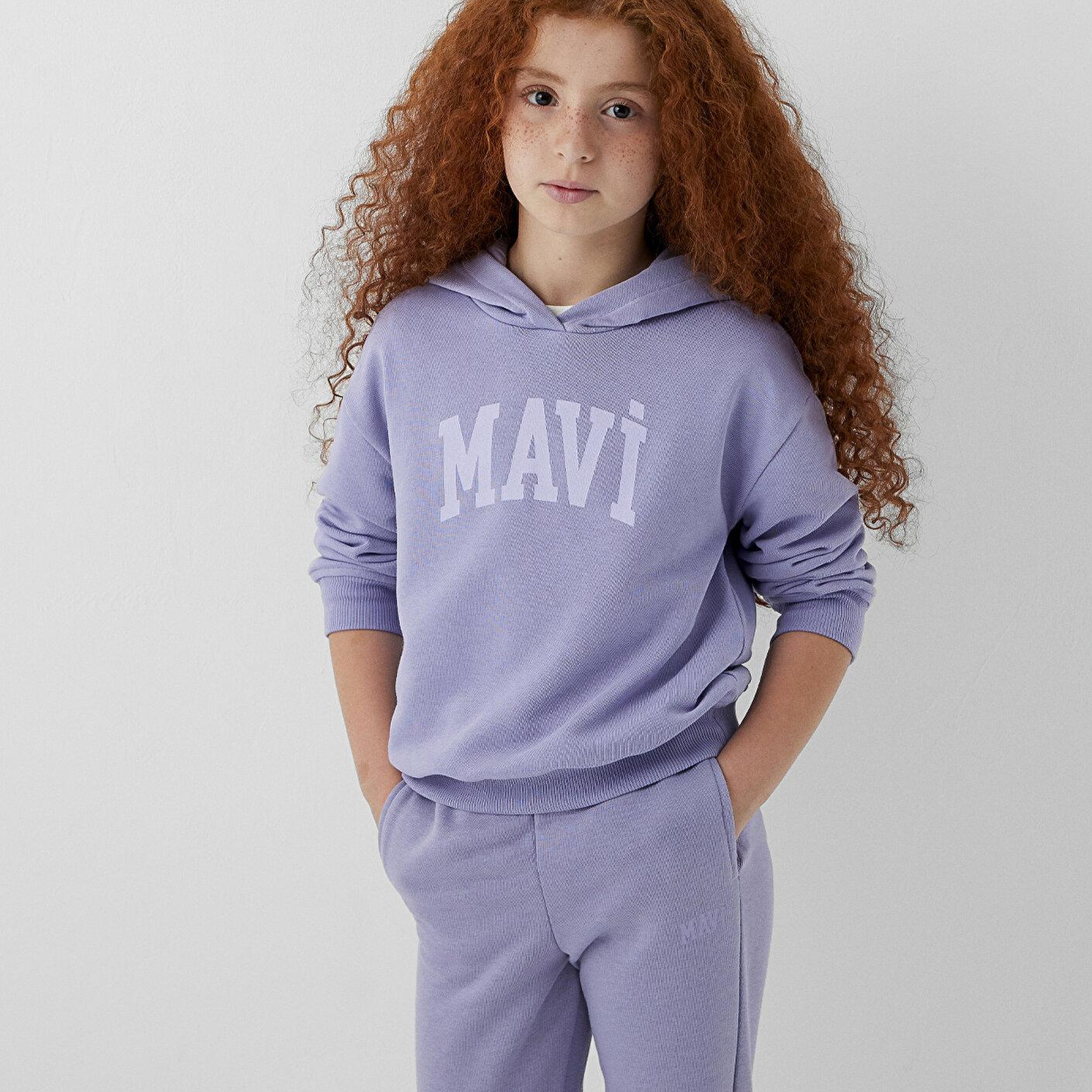Mavi Mavi Logo Baskılı Kapüşonlu Mor Sweatshirt 7S10147-70557