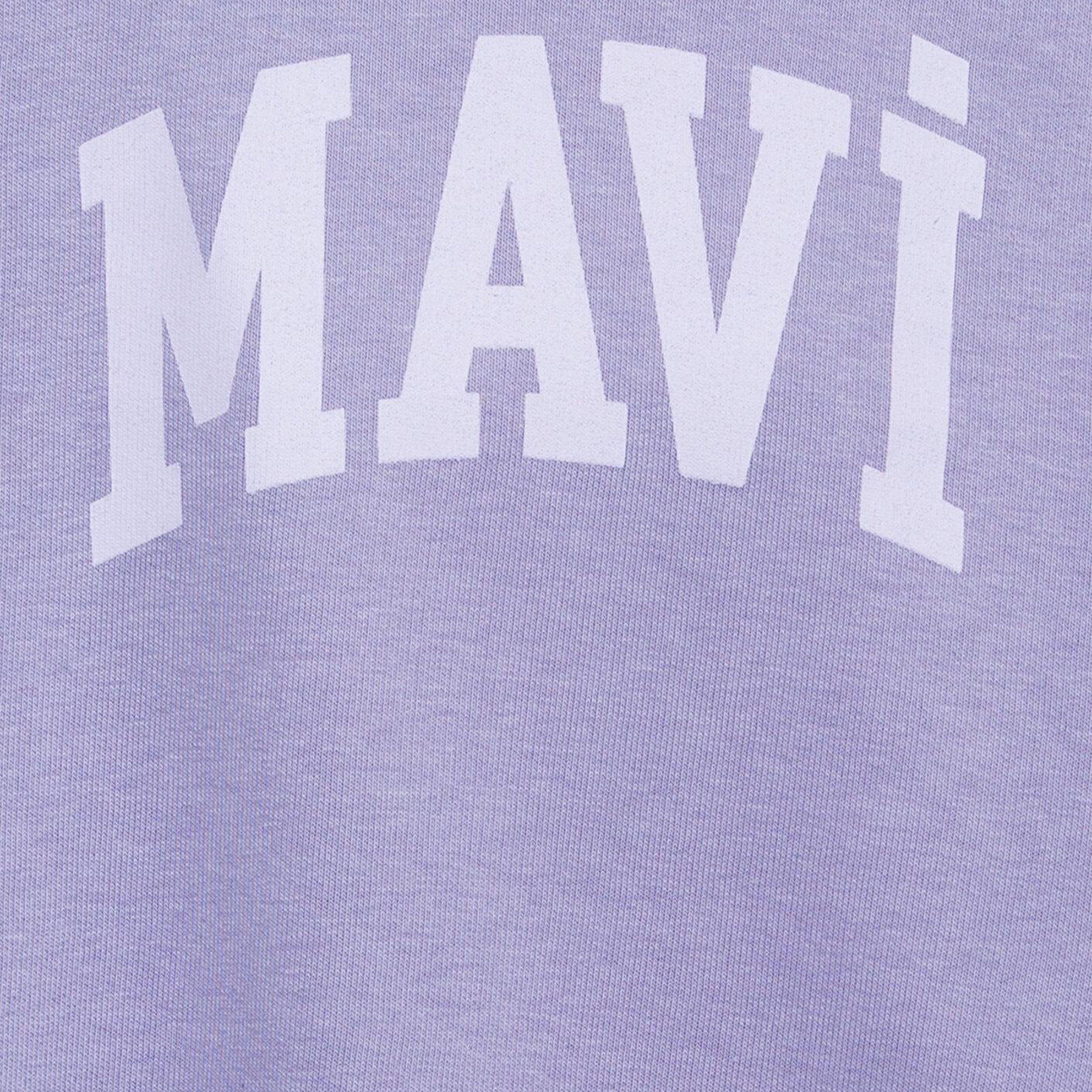 Mavi Mavi Logo Baskılı Kapüşonlu Mor Sweatshirt 7S10147-70557