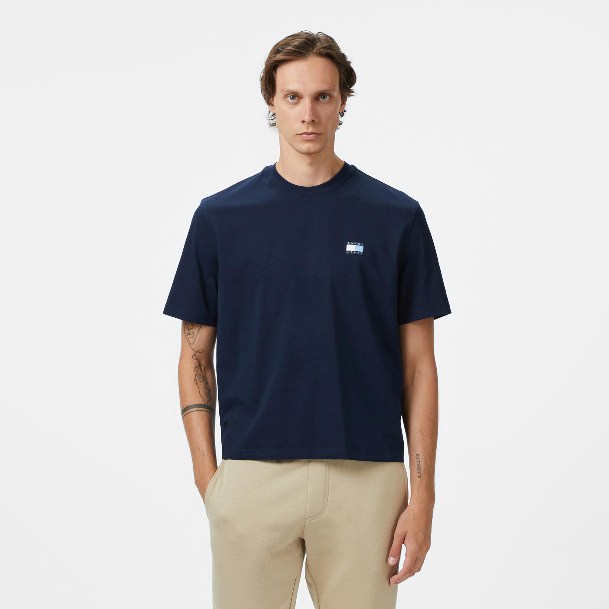 Tommy Jeans Regular Badge Play Erkek Mavi T-Shirt