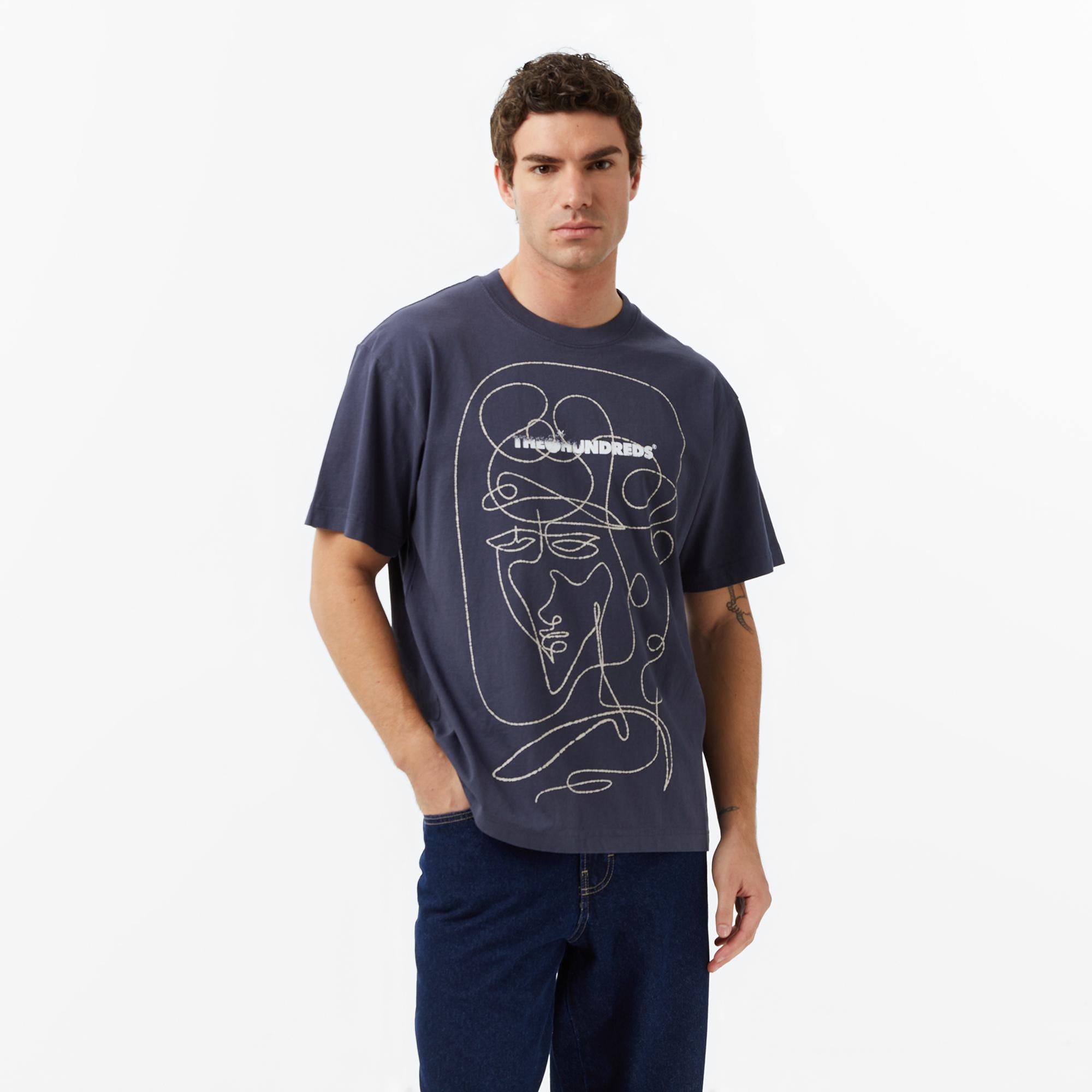 The Hundreds Live in Chaos Erkek Lacivert T-Shirt