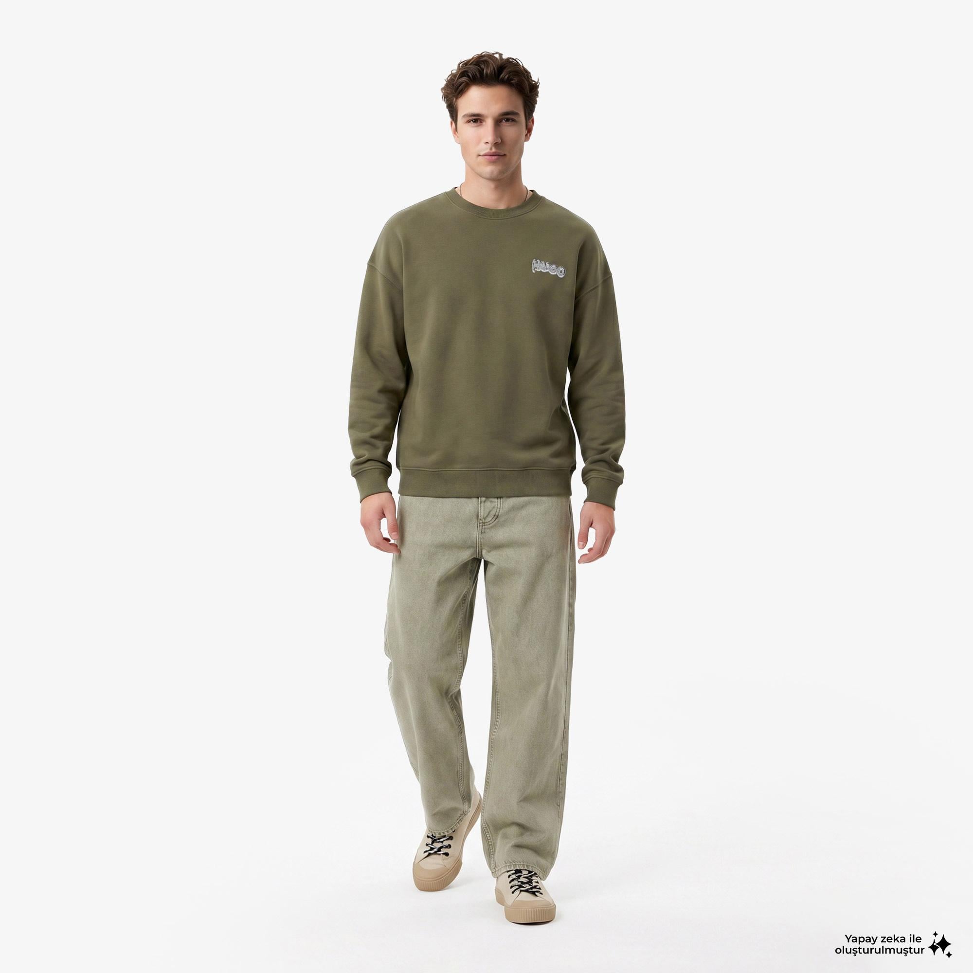 Hugo Nyrocrew Erkek Haki Sweatshirt