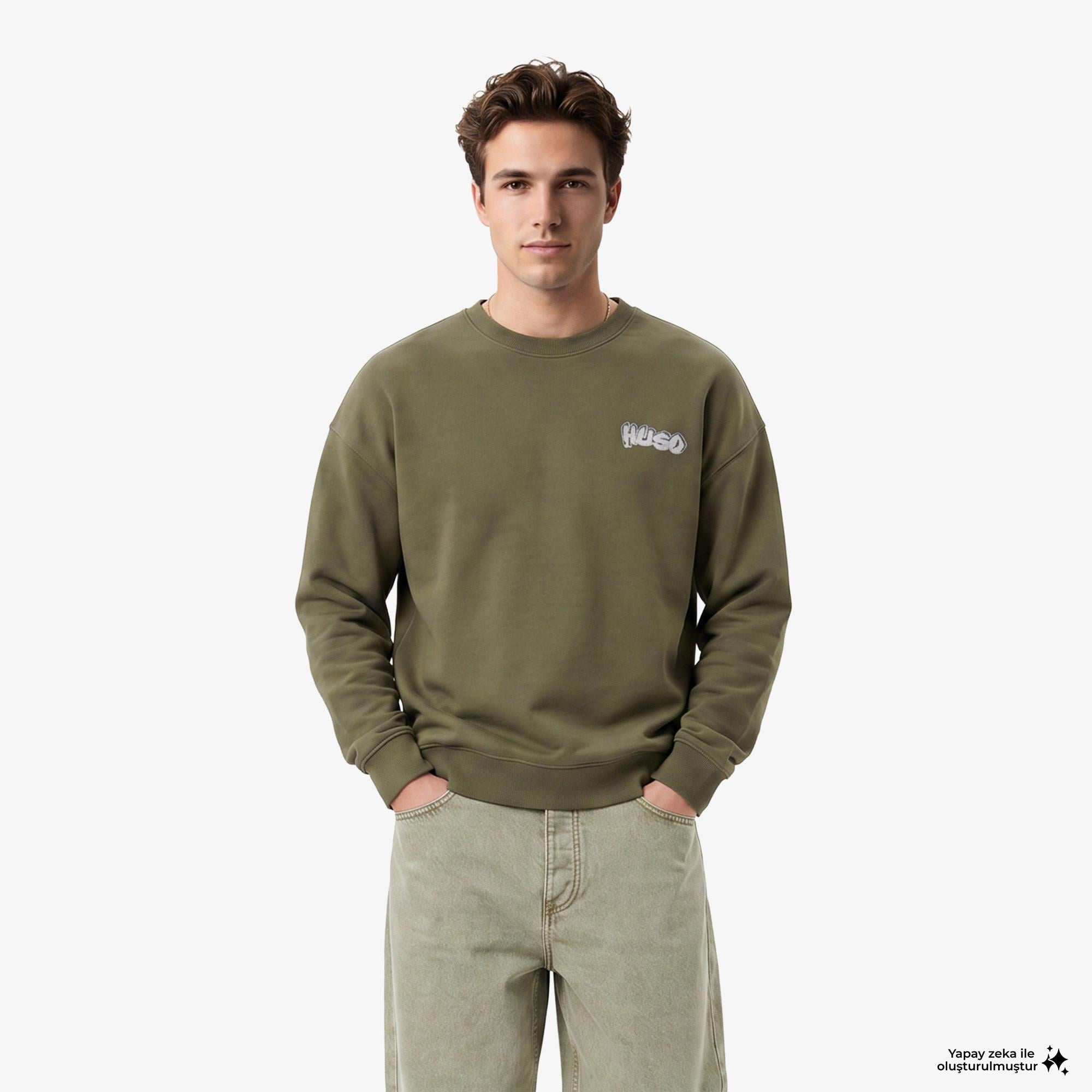 Hugo Nyrocrew Erkek Haki Sweatshirt