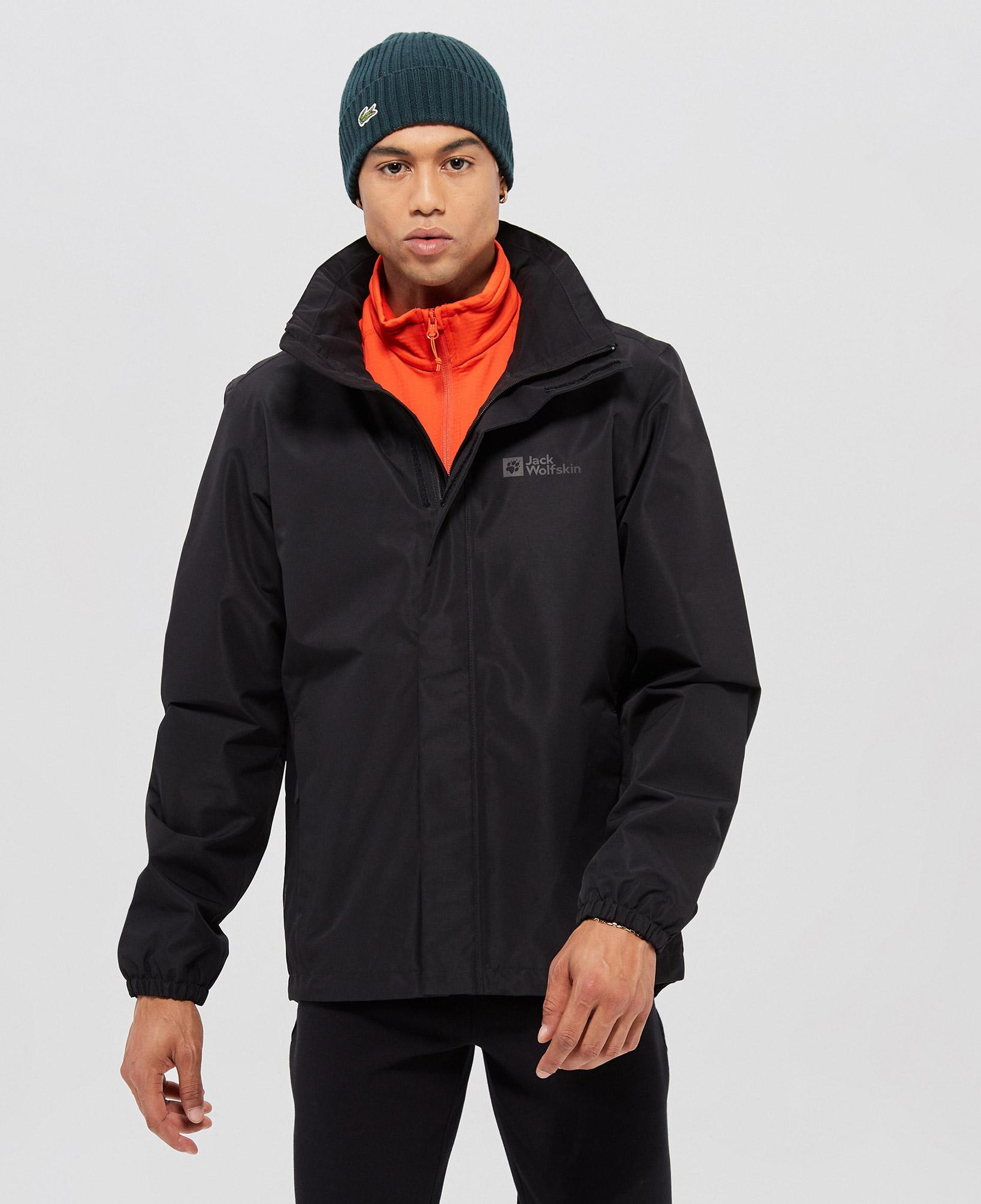 Jack Wolfskin Stormy Point 2L Erkek Siyah Su Geçirmez Mont