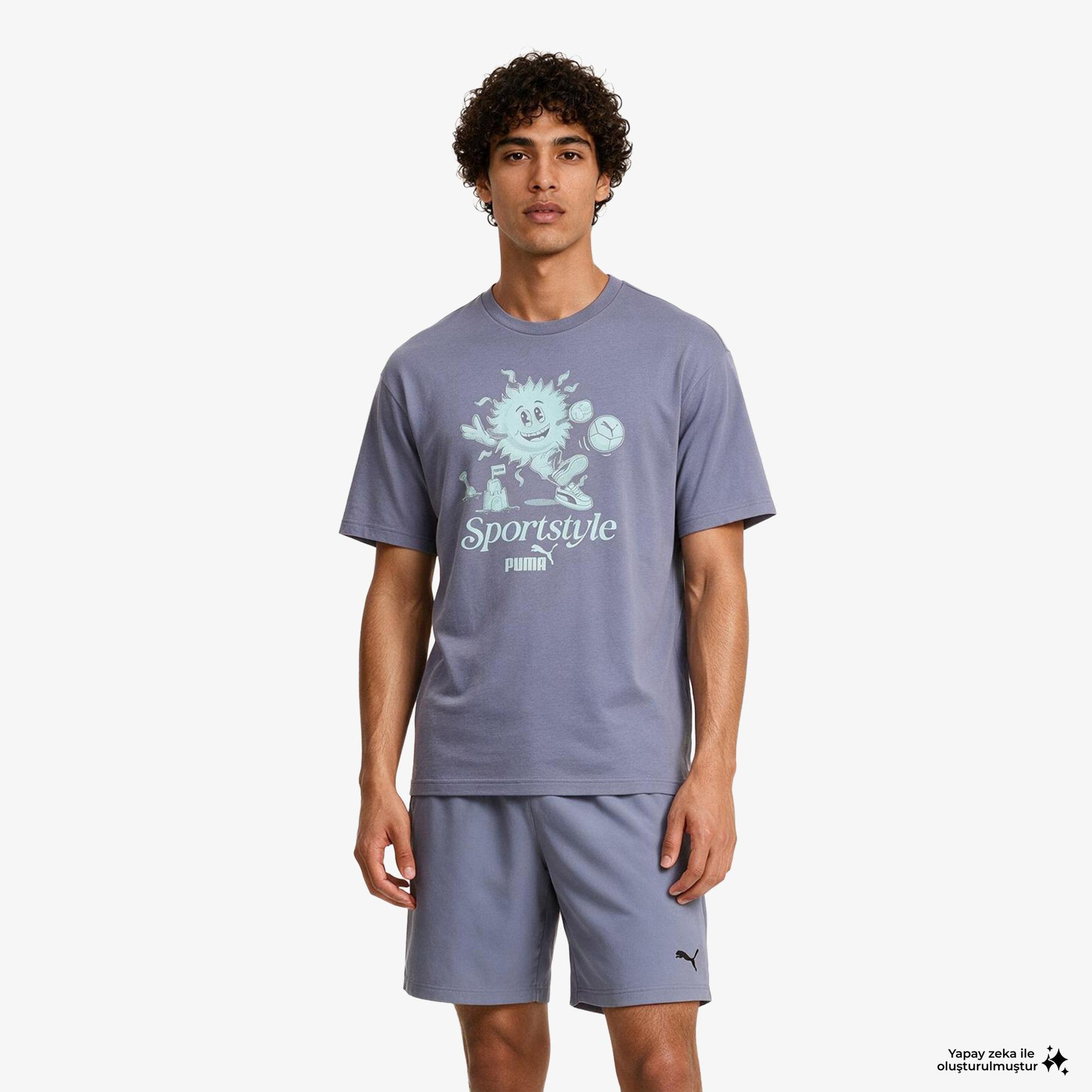 Puma Graphic Erkek Gri T-Shirt