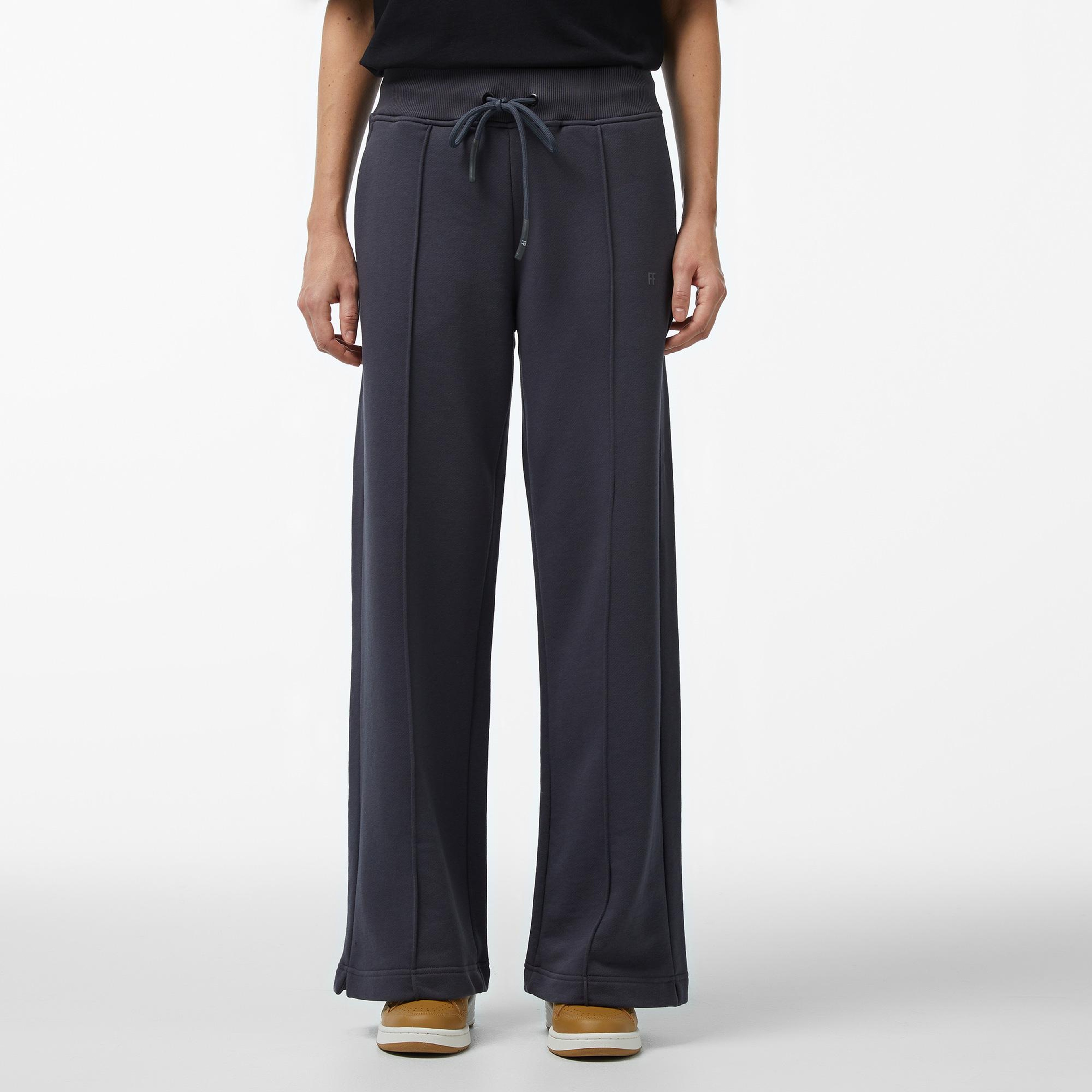 Forfun Ff High Waisted Wide Leg Kadın Gri Eşofman Altı