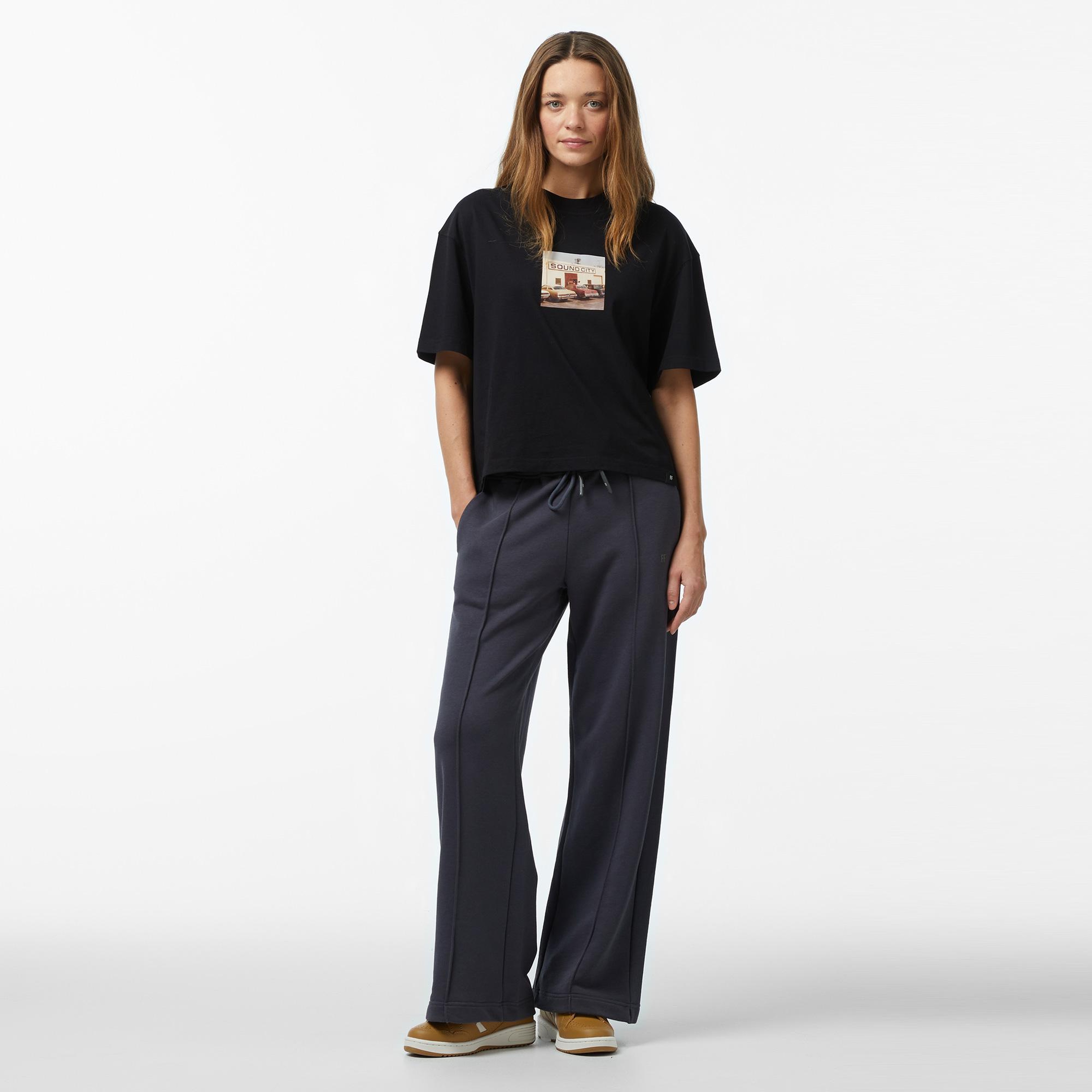 Forfun Ff High Waisted Wide Leg Kadın Gri Eşofman Altı