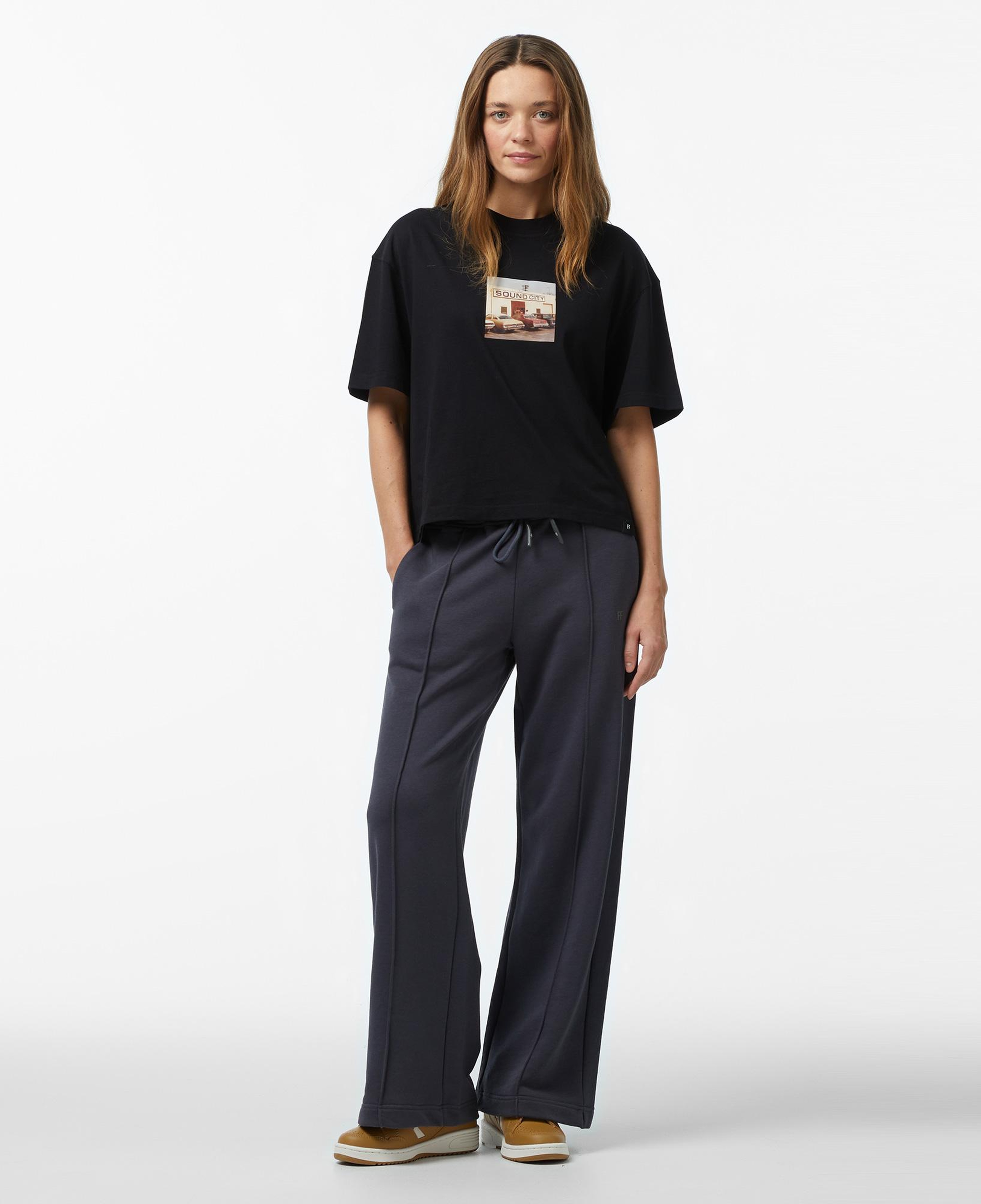Forfun Ff High Waisted Wide Leg Kadın Gri Eşofman Altı