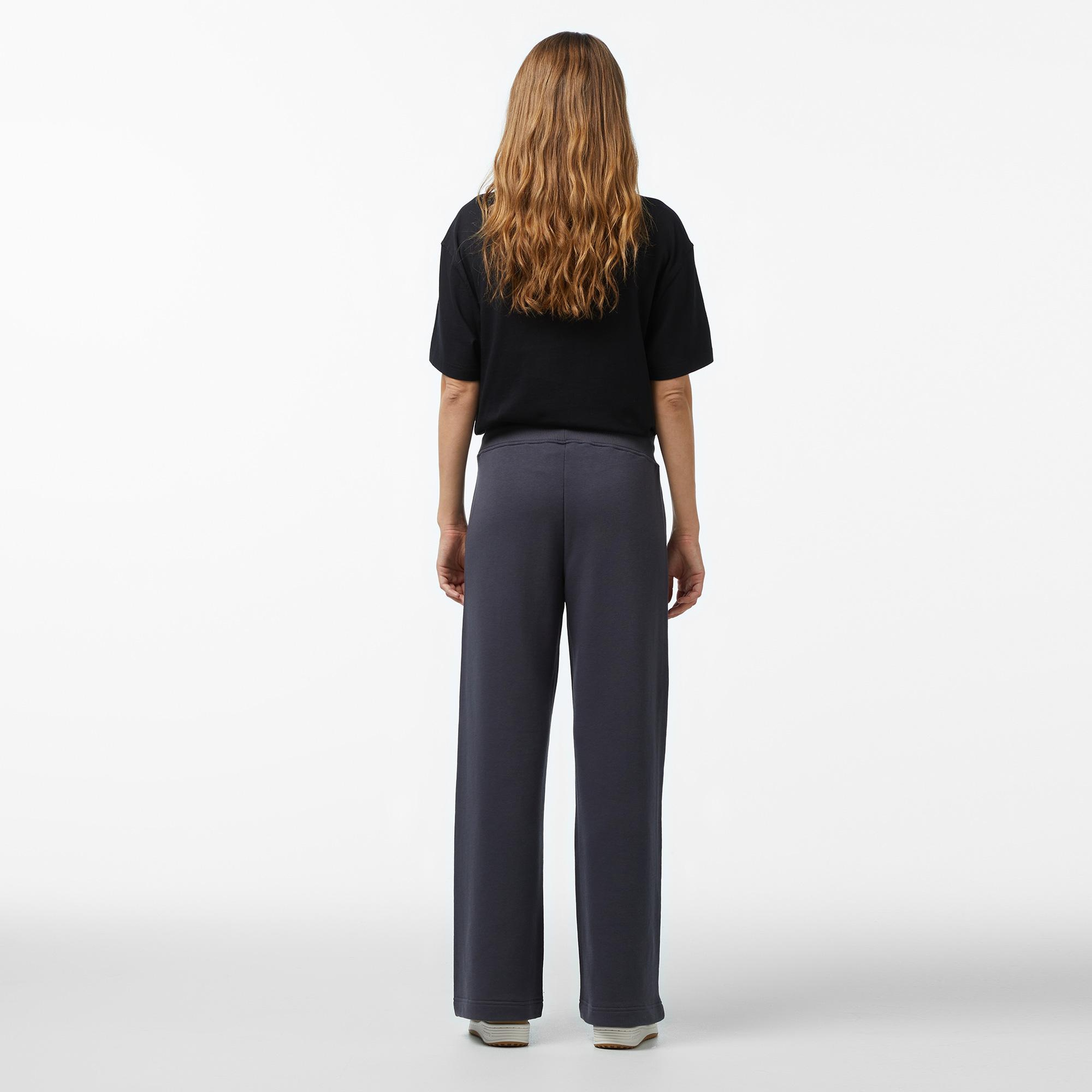 Forfun Ff High Waisted Wide Leg Kadın Gri Eşofman Altı