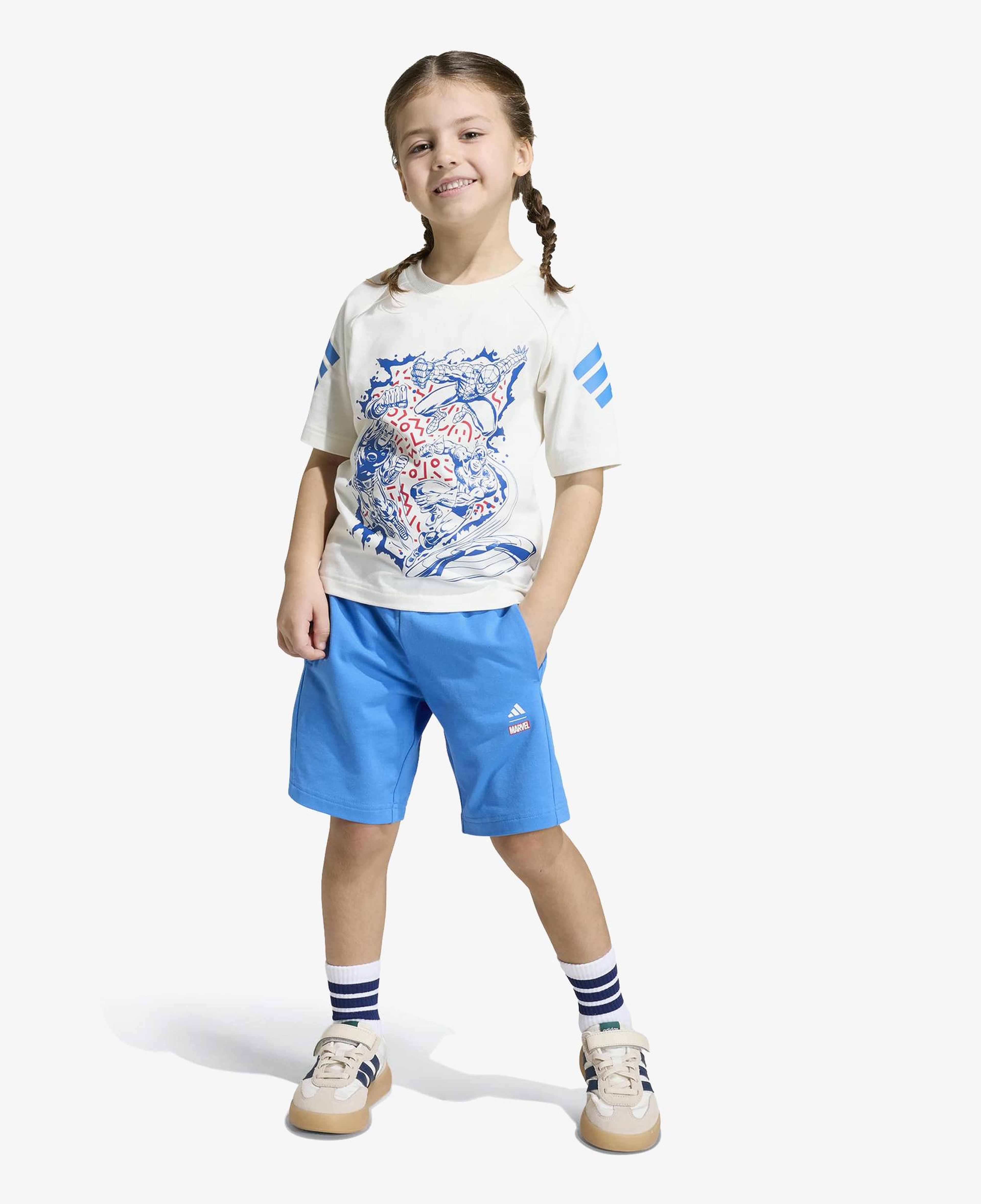 adidas Lk Marvel Çocuk Mavi Şort Takım