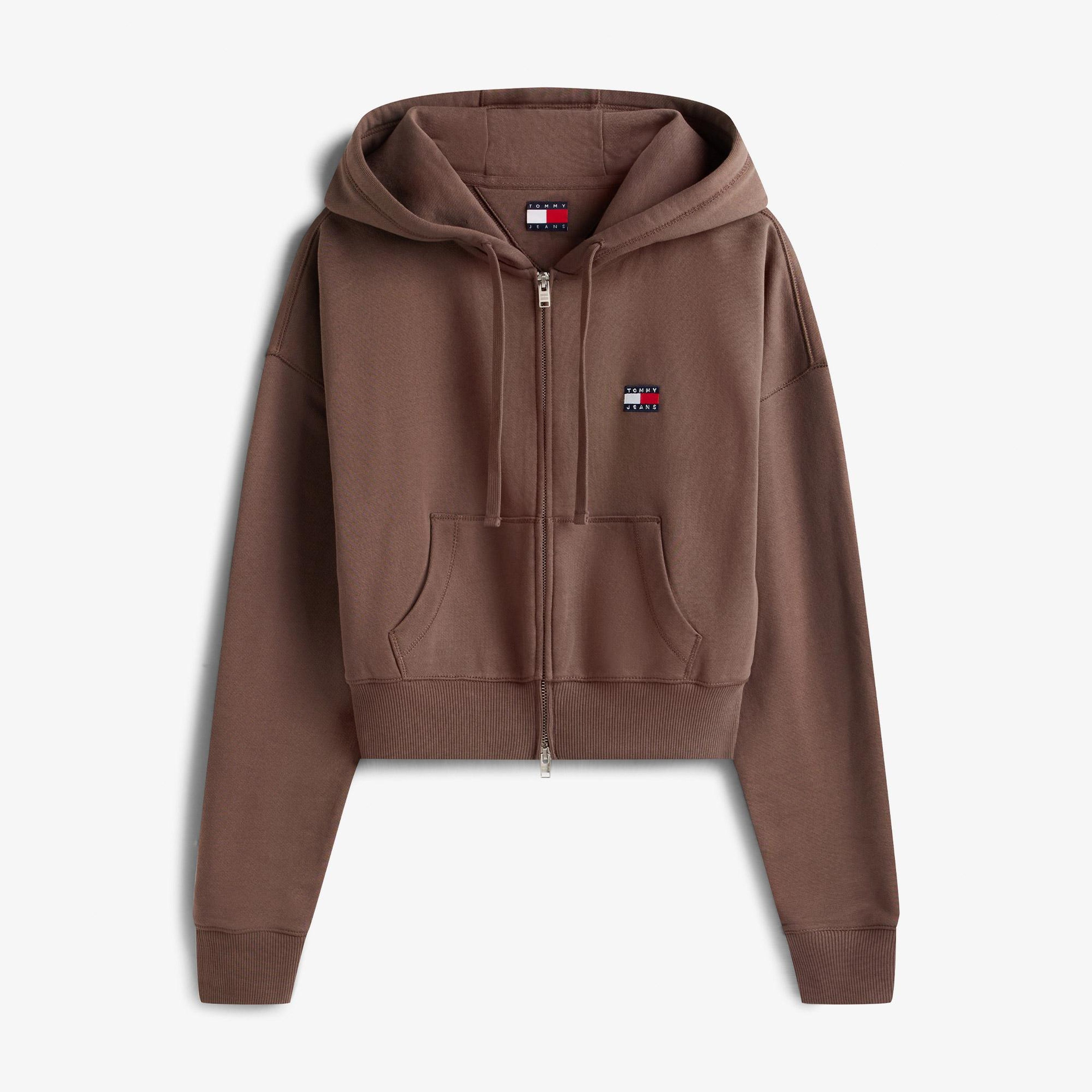 Tommy Hilfiger Bxy Crop Zip Kadın Kahverengi Sweatshirt
