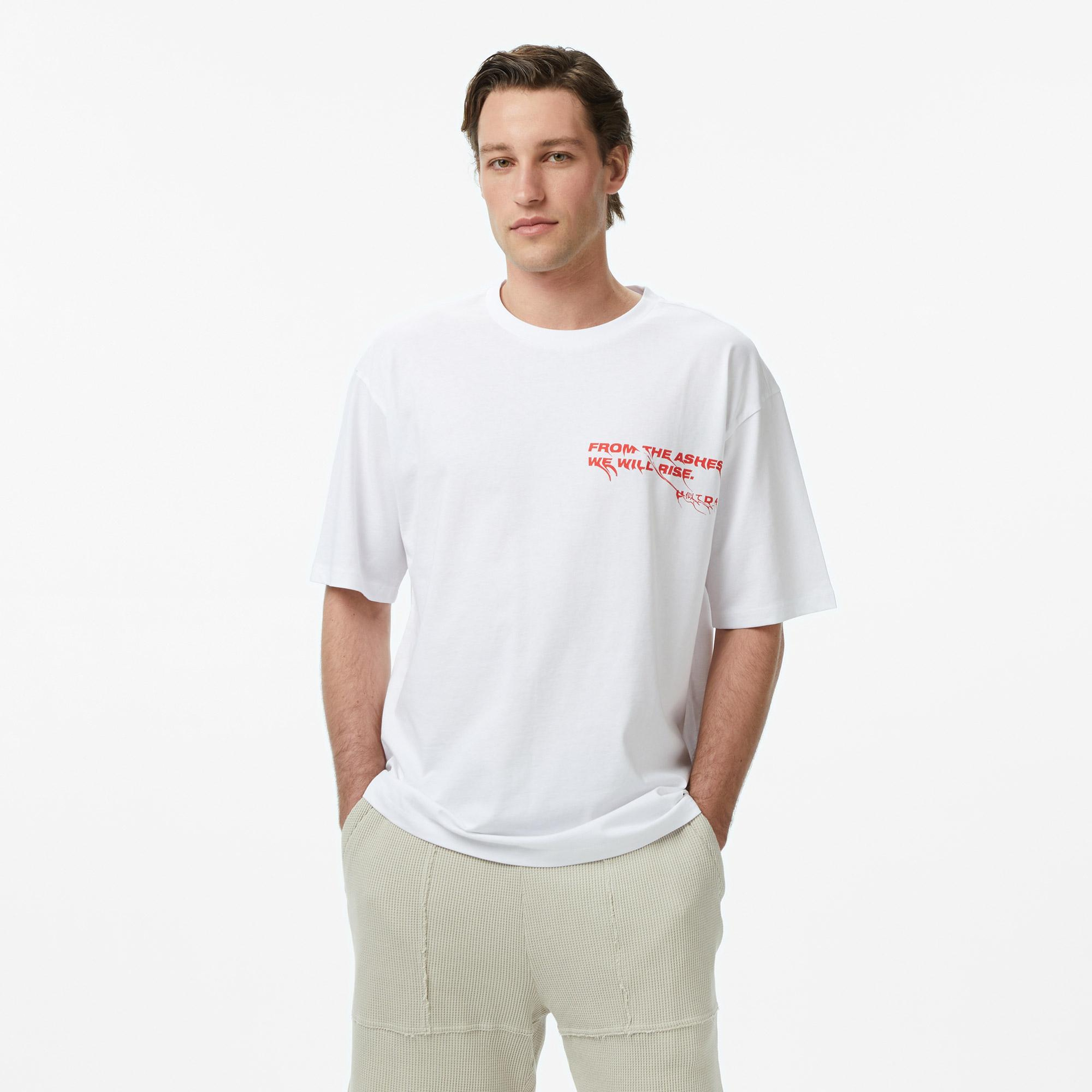 UNITED4 Regular Fit Erkek Beyaz T-Shirt