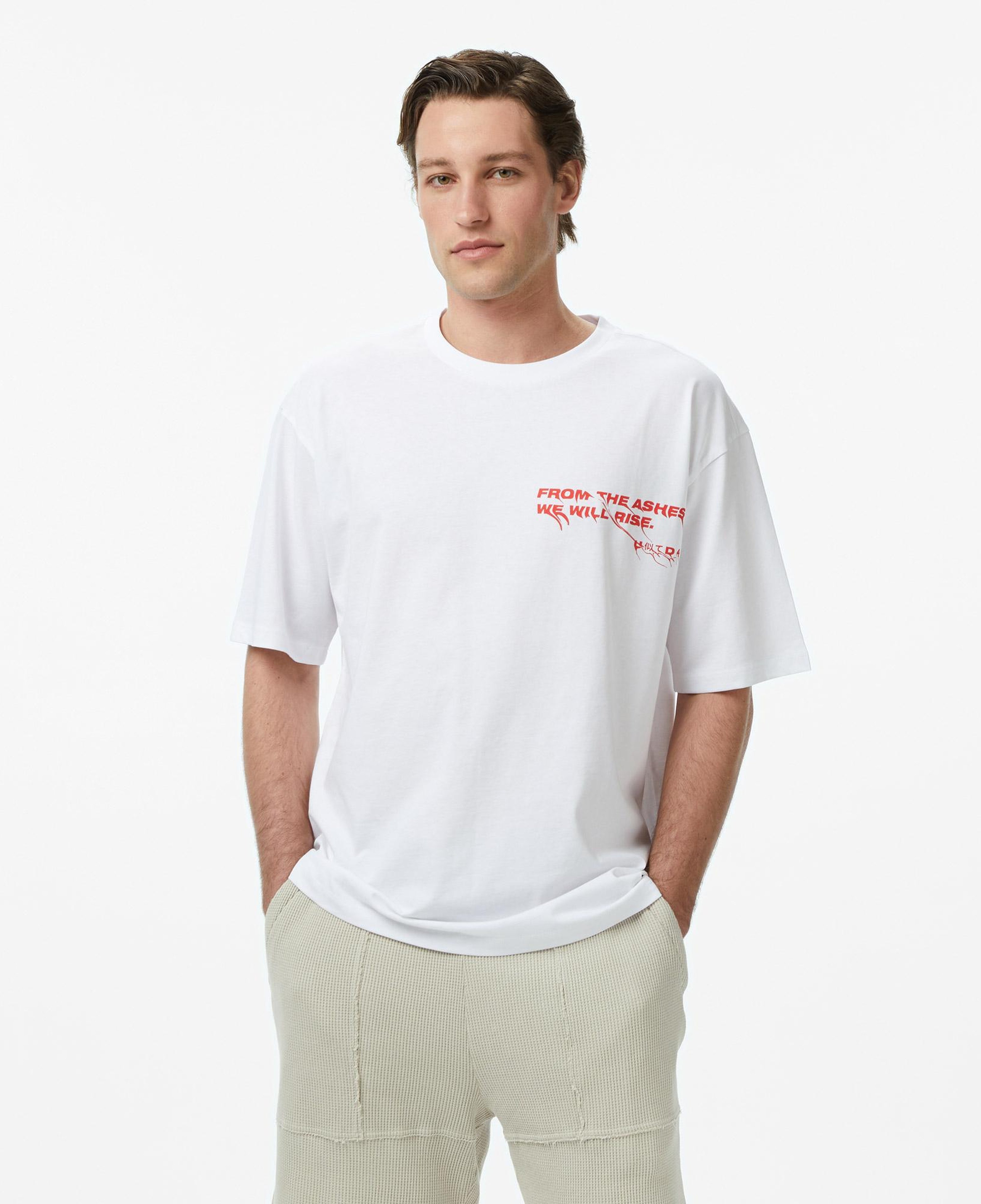 UNITED4 Regular Fit Erkek Beyaz T-Shirt