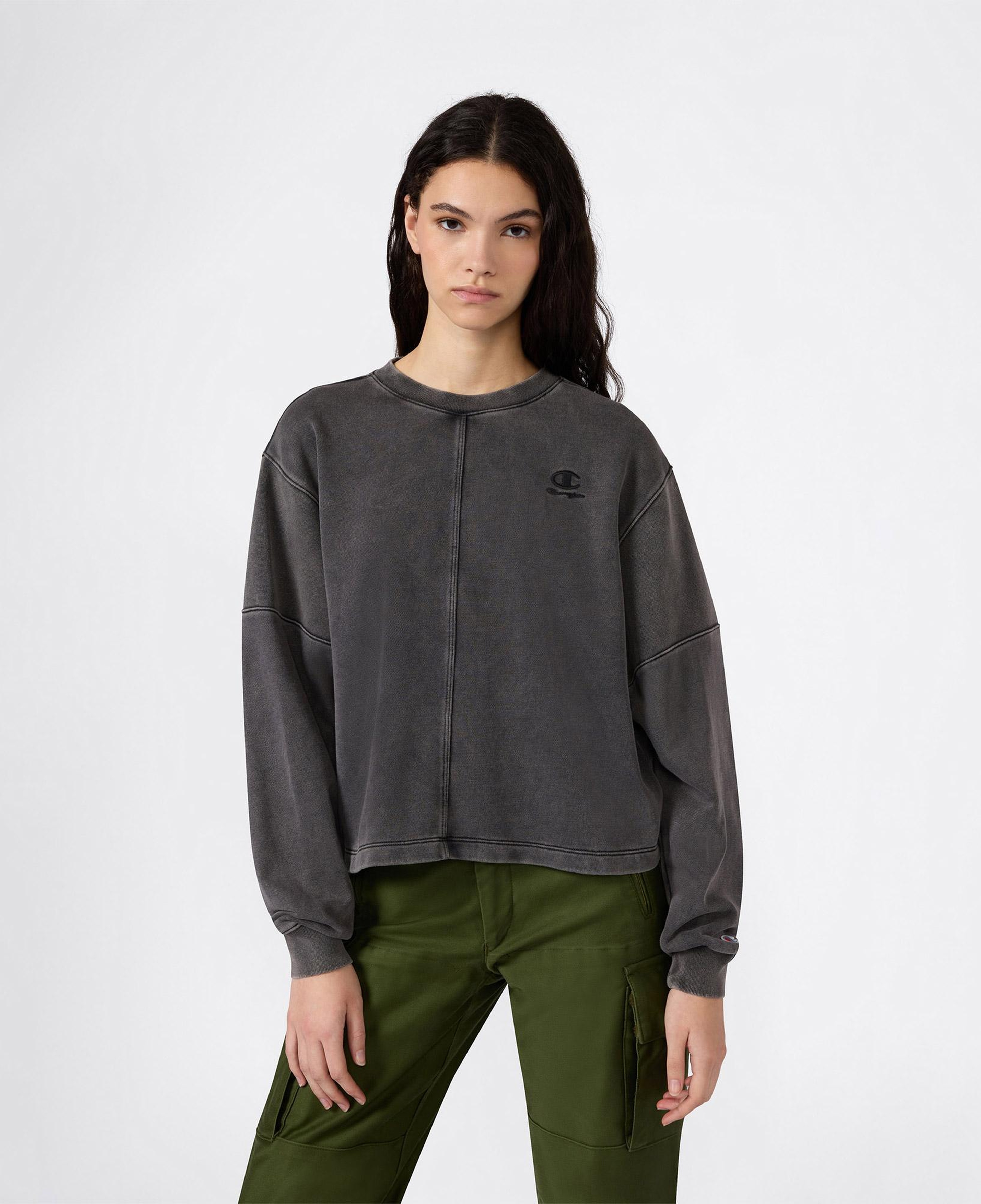 Champion Crewneck Regular Fit Kadın Gri Sweatshirt