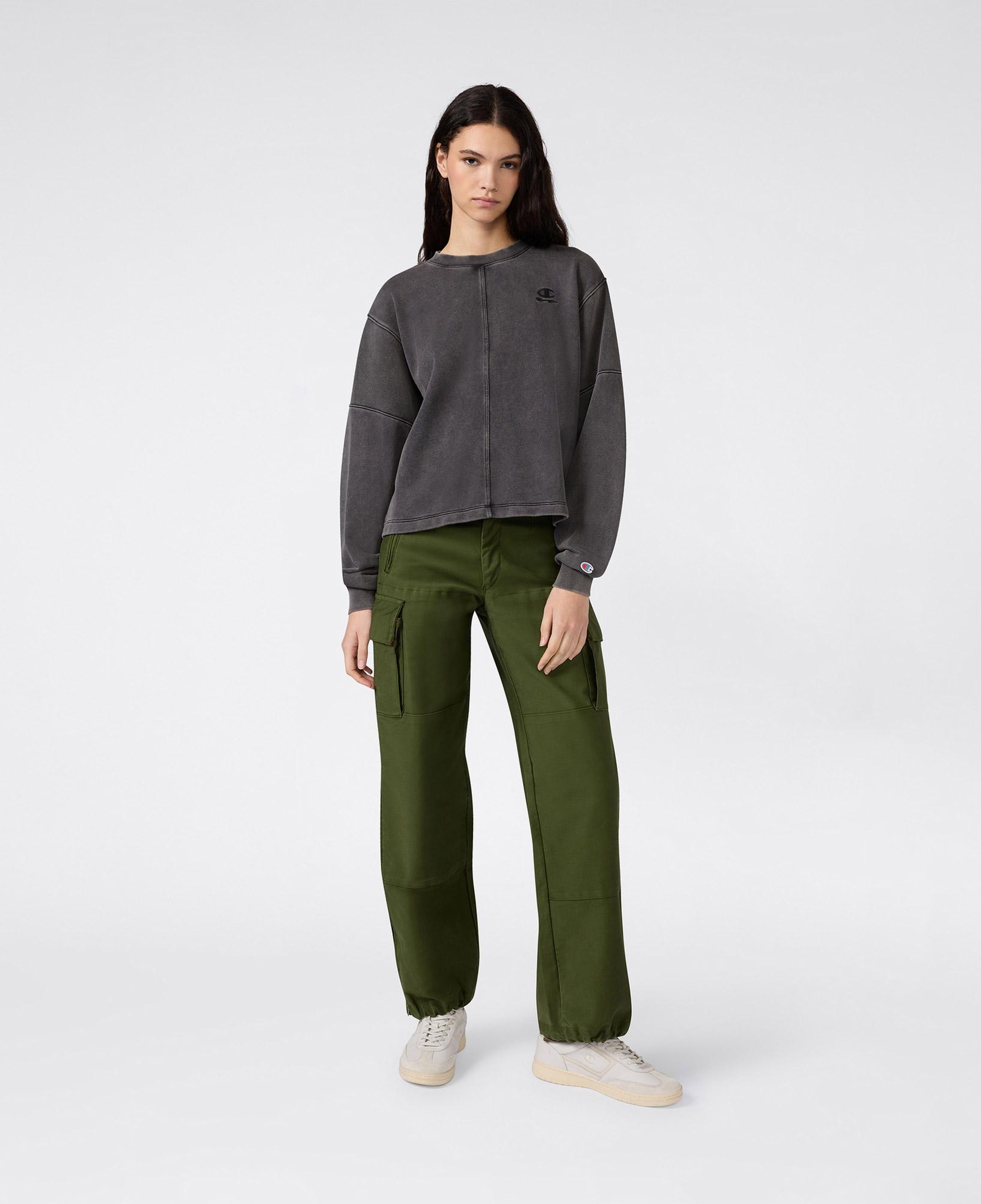 Champion Crewneck Regular Fit Kadın Gri Sweatshirt