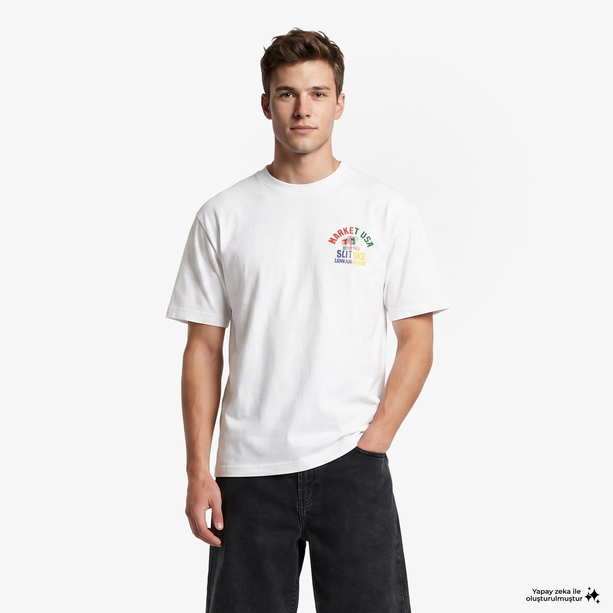 Market Smiley Foul Play Erkek Beyaz T-Shirt