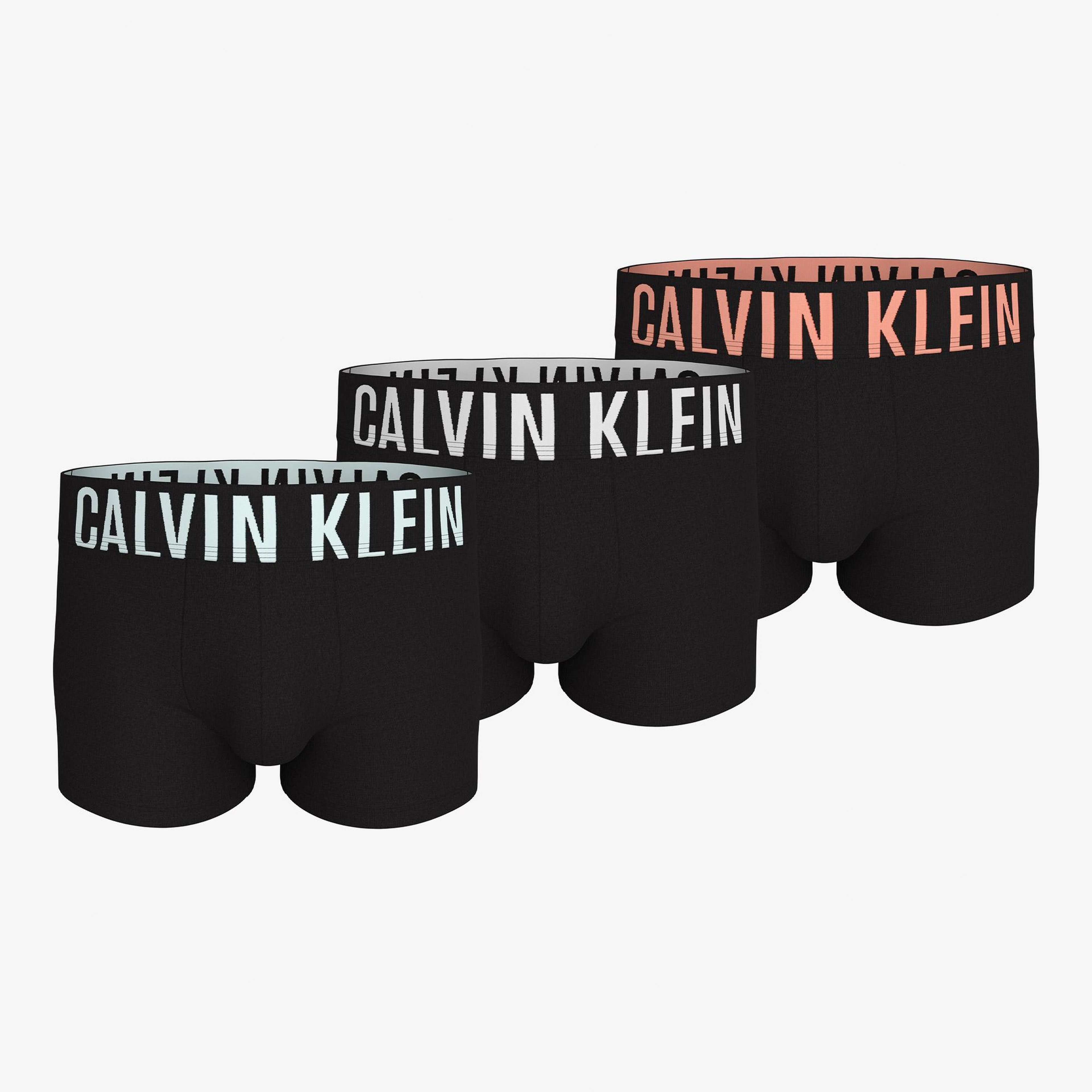 Calvin Klein Logolu Bel Lastikli Erkek Yeşil Gri Siyah 3'lü Boxer