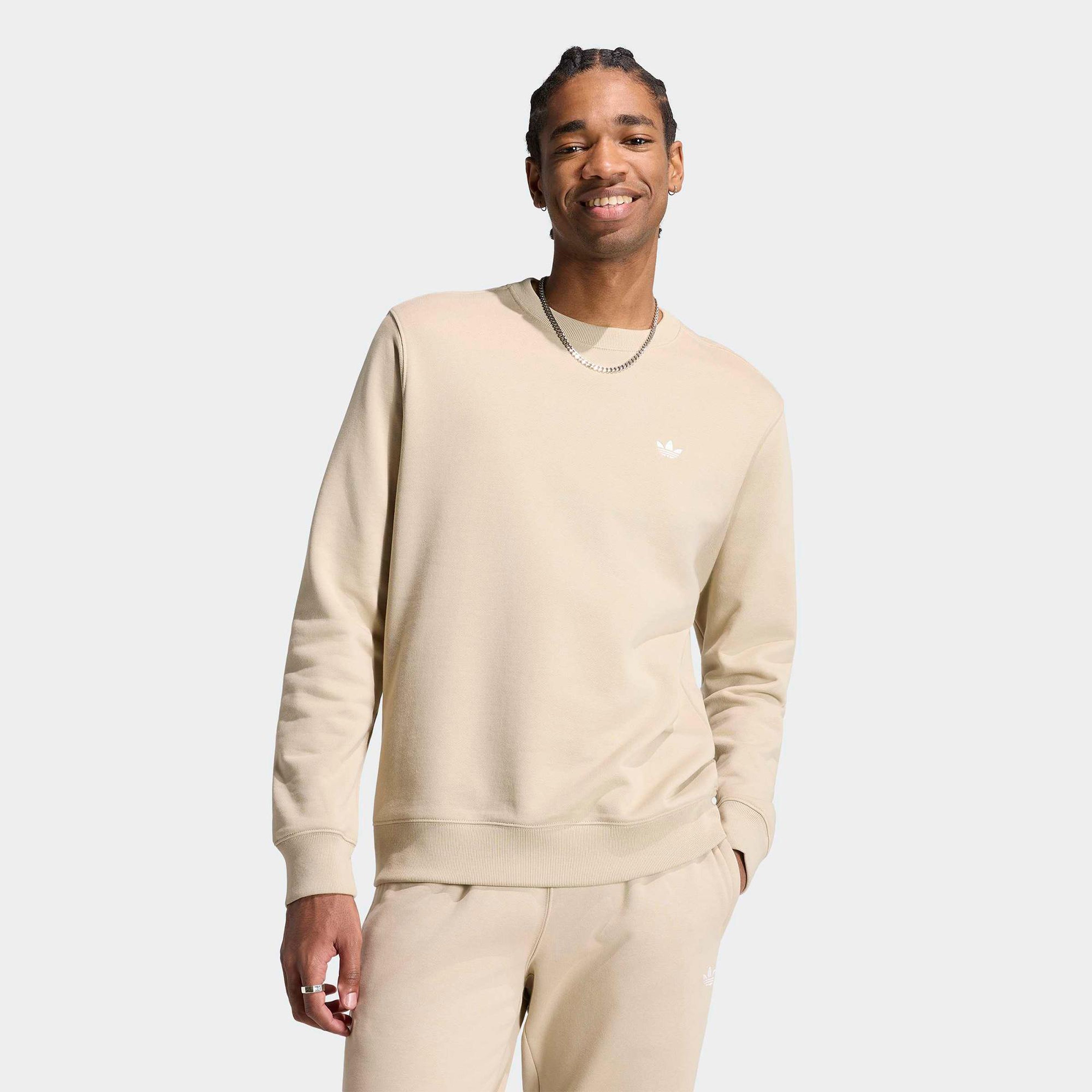 adidas Trefoil Essentials Crew French Terry Erkek Bej Sweatshirt
