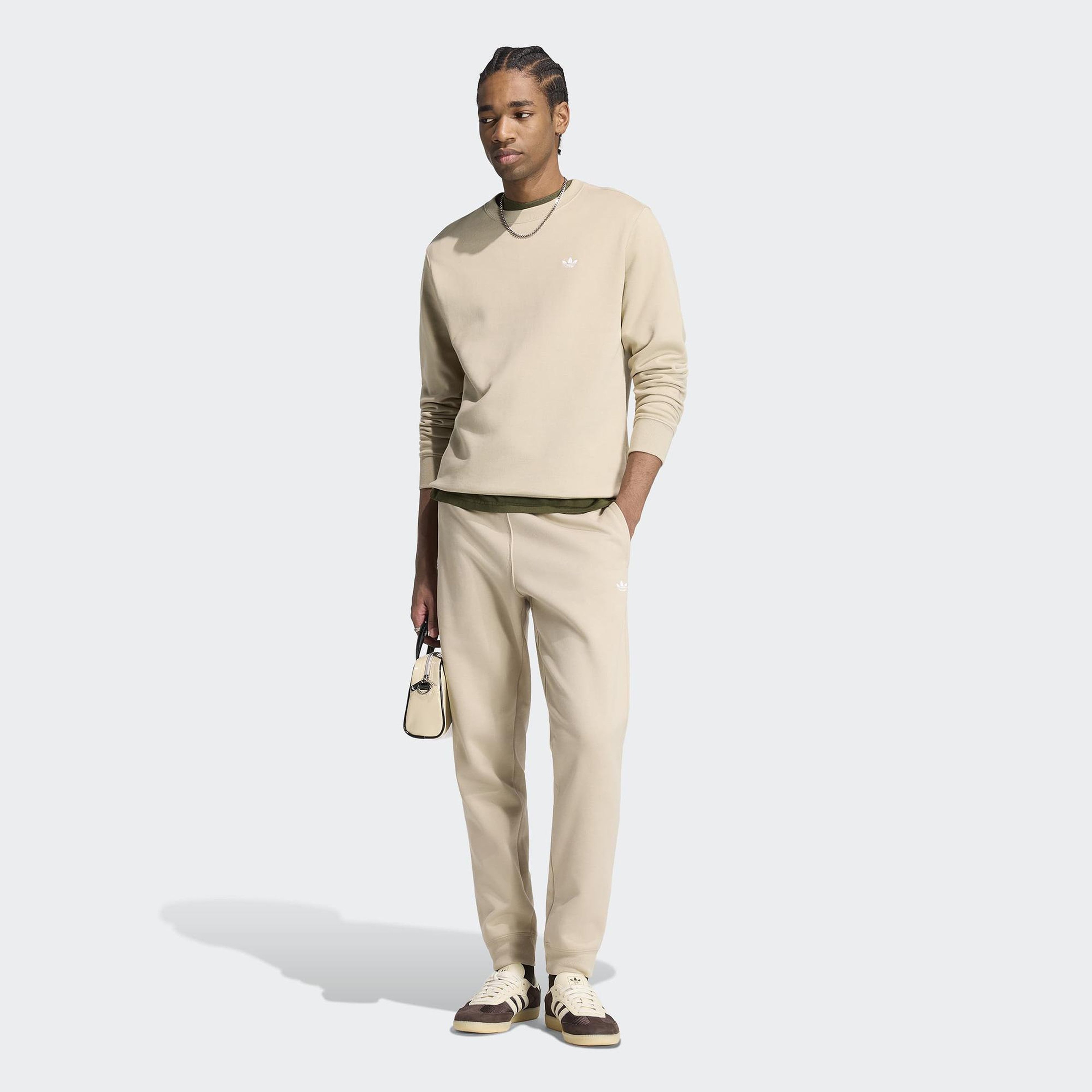 adidas Trefoil Essentials Crew French Terry Erkek Bej Sweatshirt