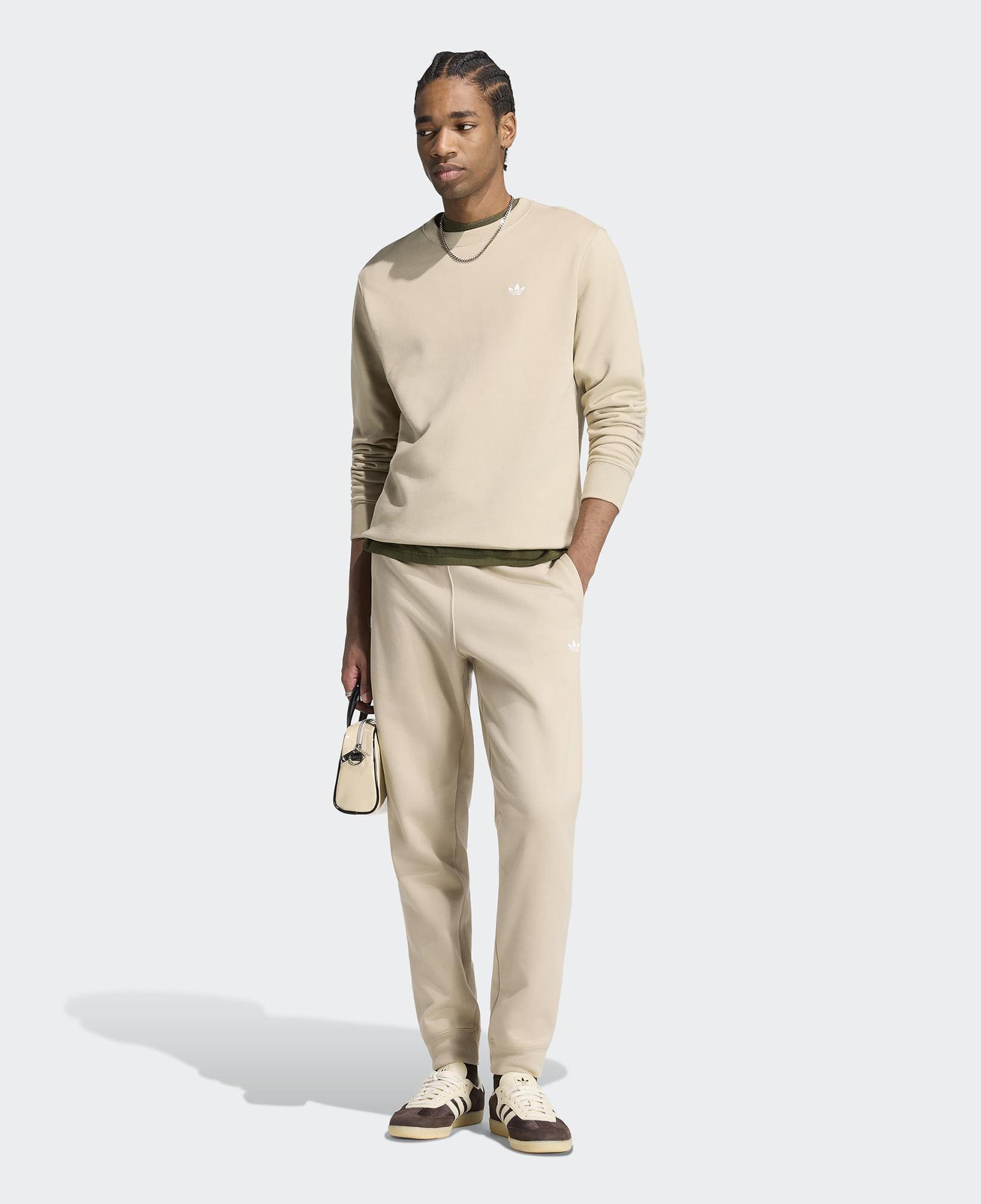 adidas Trefoil Essentials Crew French Terry Erkek Krem Sweatshirt