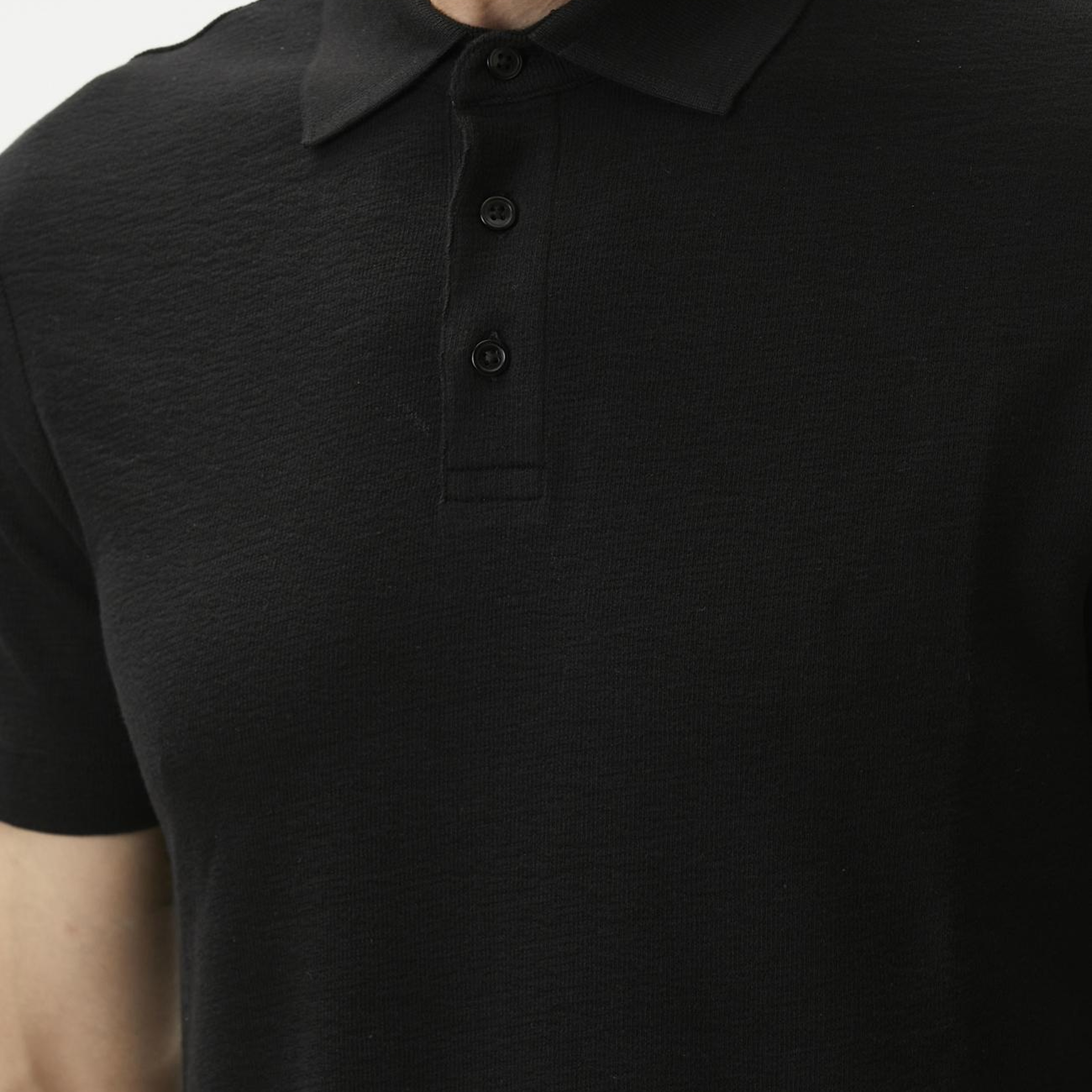 Network Erkek Siyah Jakarlı Polo Yaka T-shirt