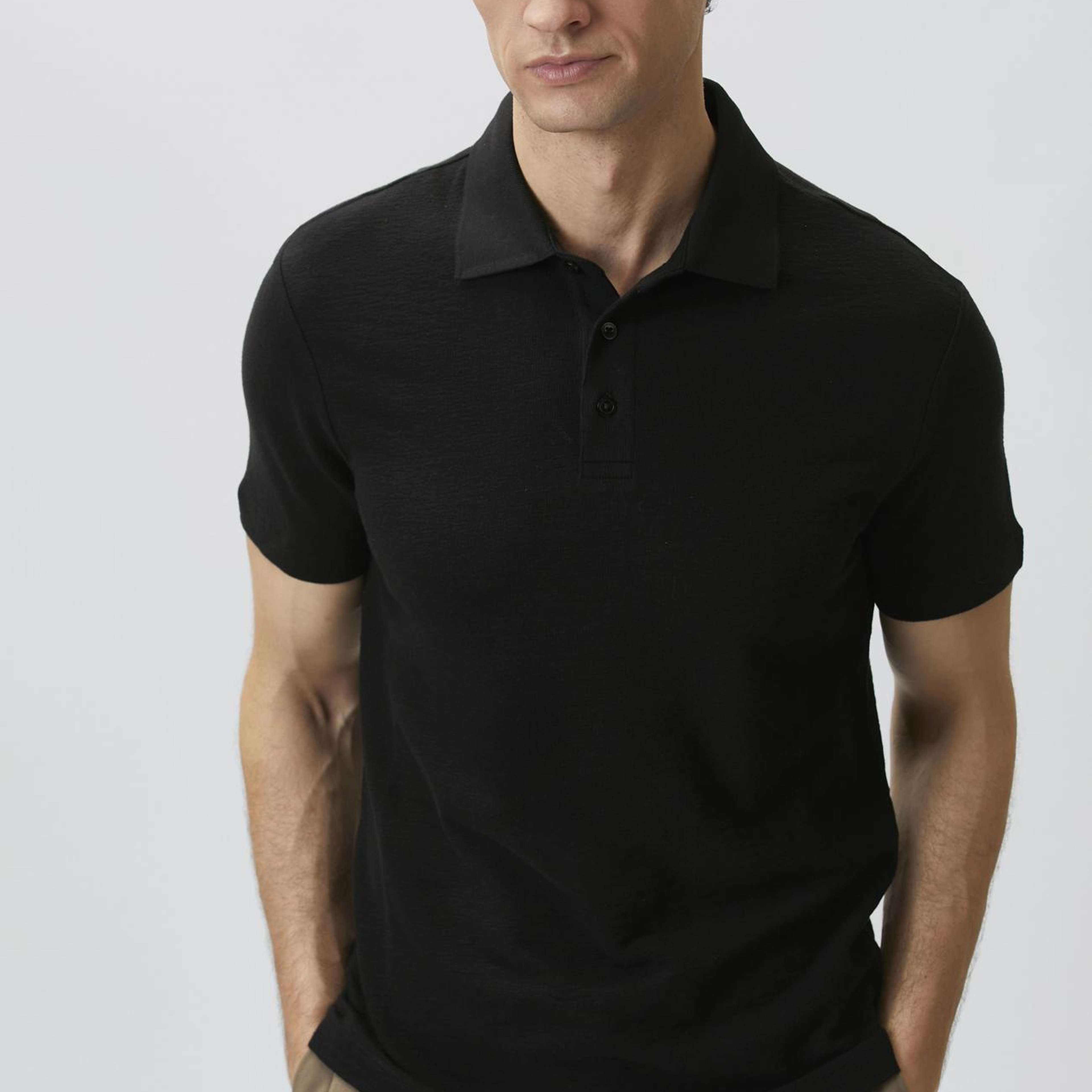 Network Erkek Siyah Jakarlı Polo Yaka T-shirt