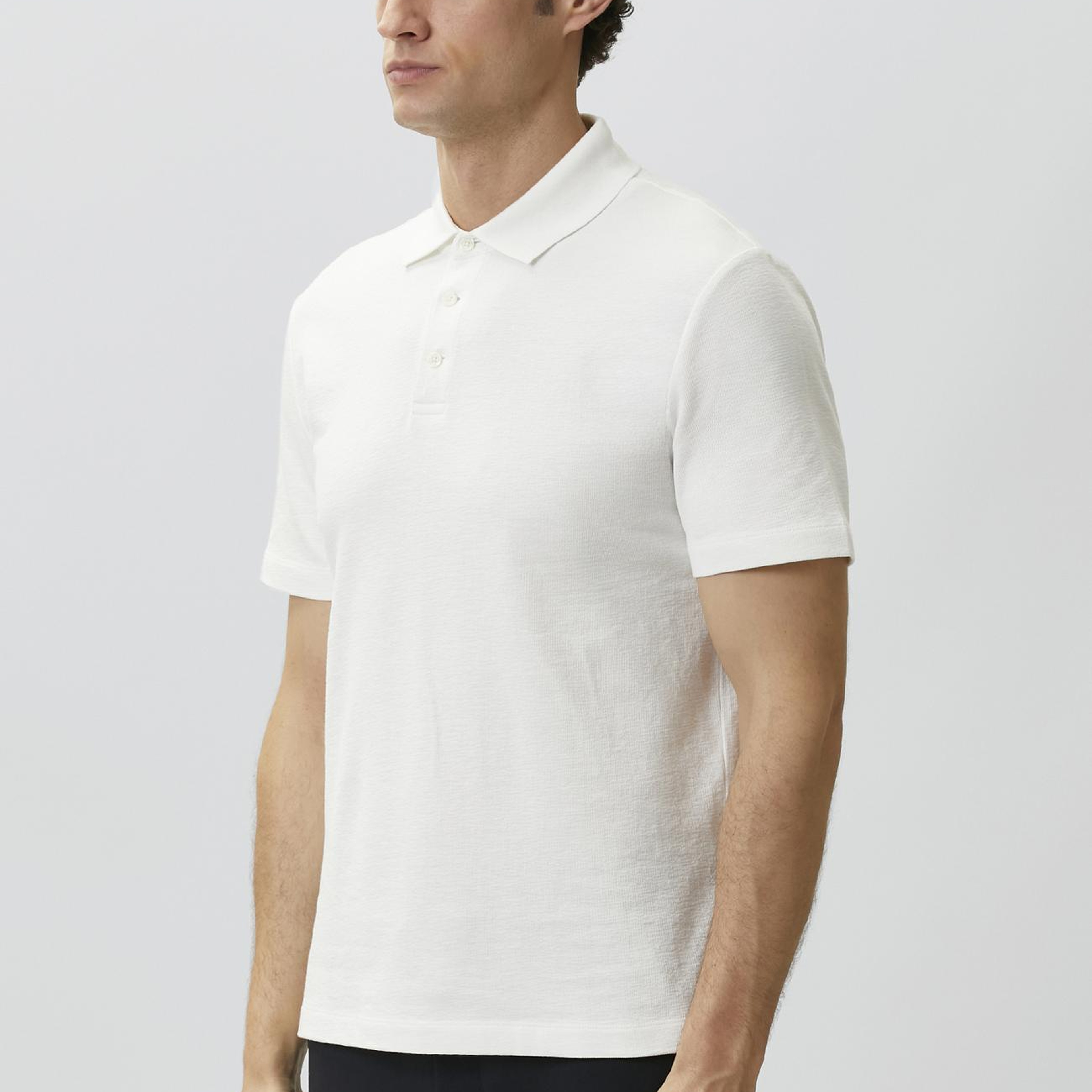 Network Erkek Kırık Beyaz Jakarlı Polo Yaka T-shirt