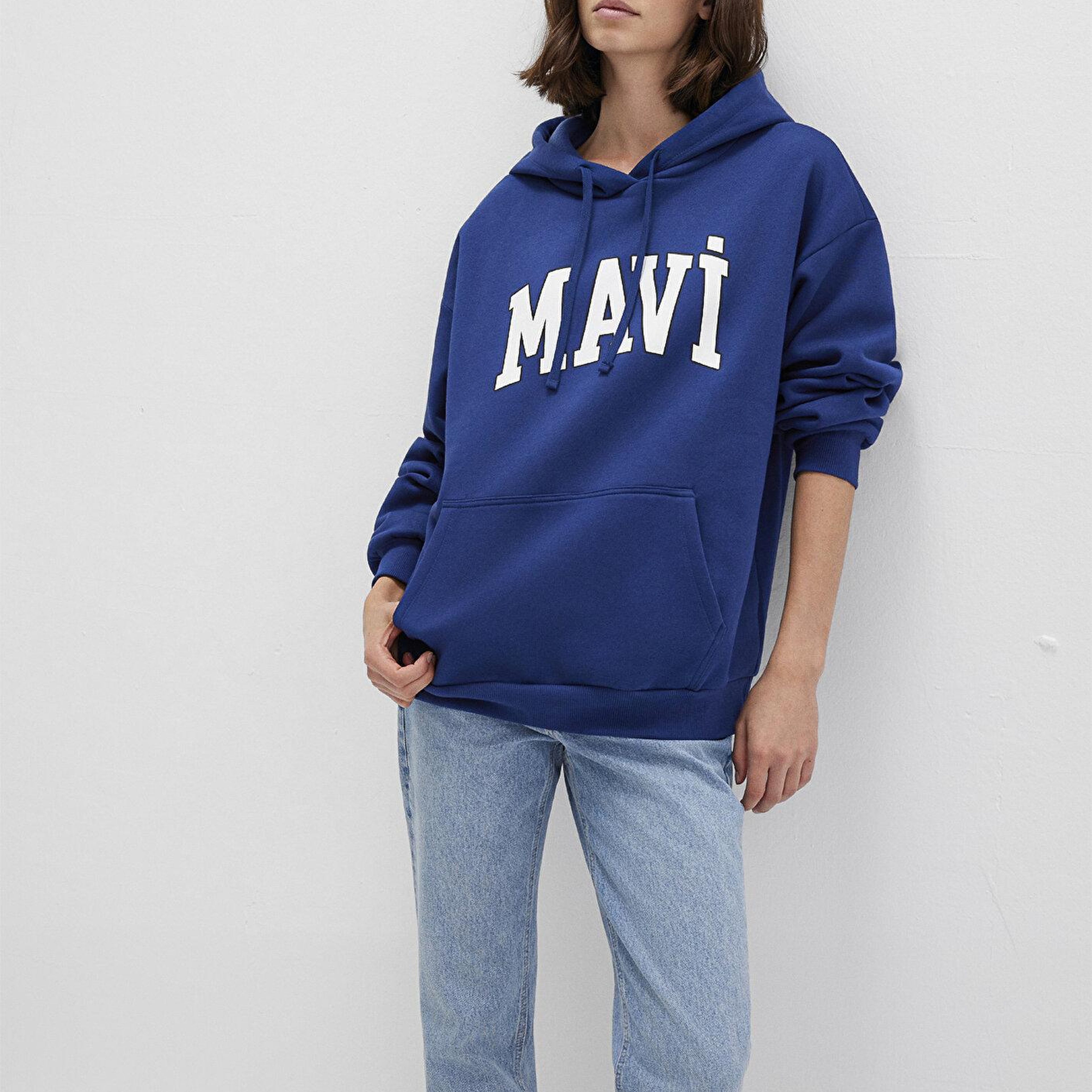 Mavi Mavi Logo Baskılı Kapüşonlu Lacivert Sweatshirt 1600361-70722