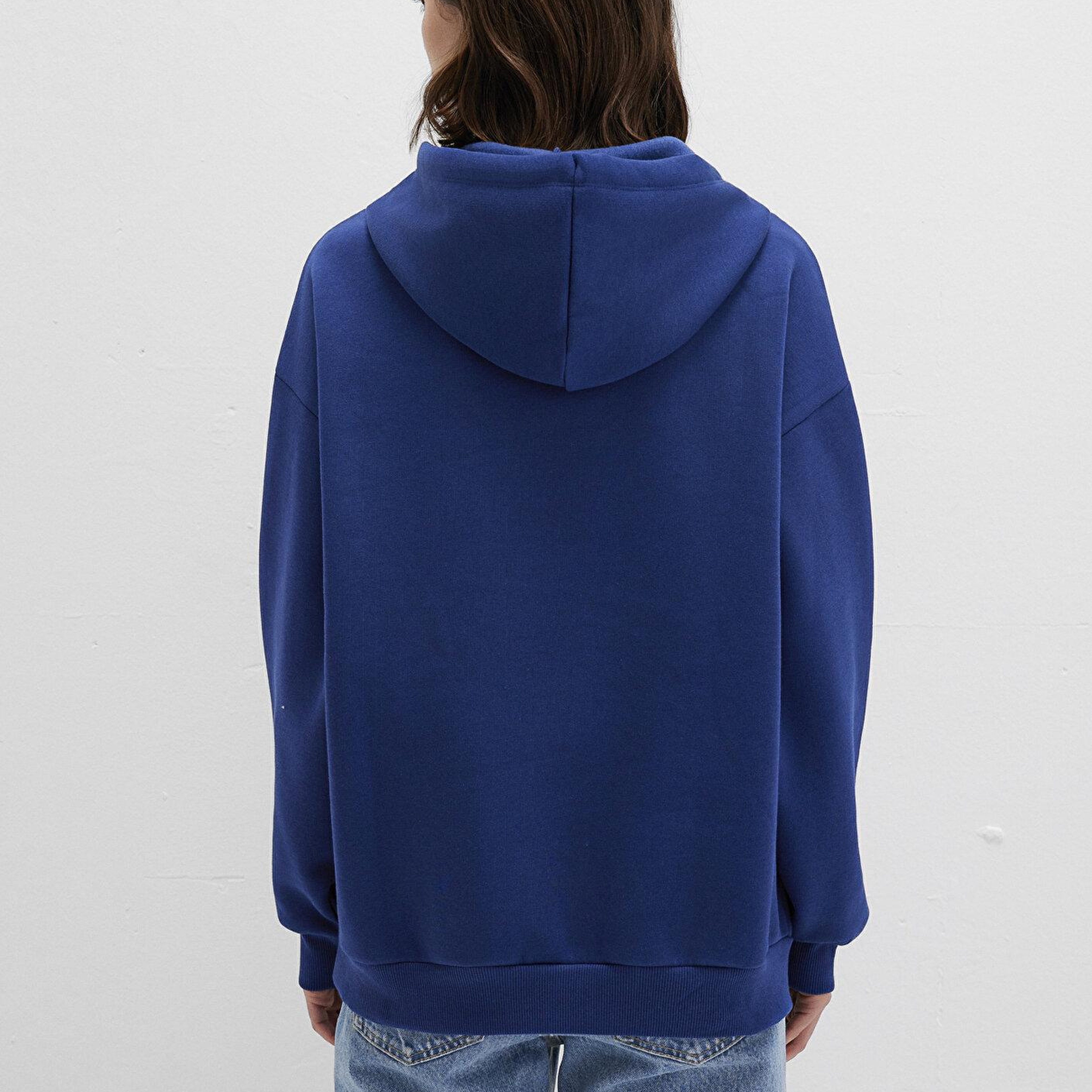 Mavi Mavi Logo Baskılı Kapüşonlu Lacivert Sweatshirt 1600361-70722