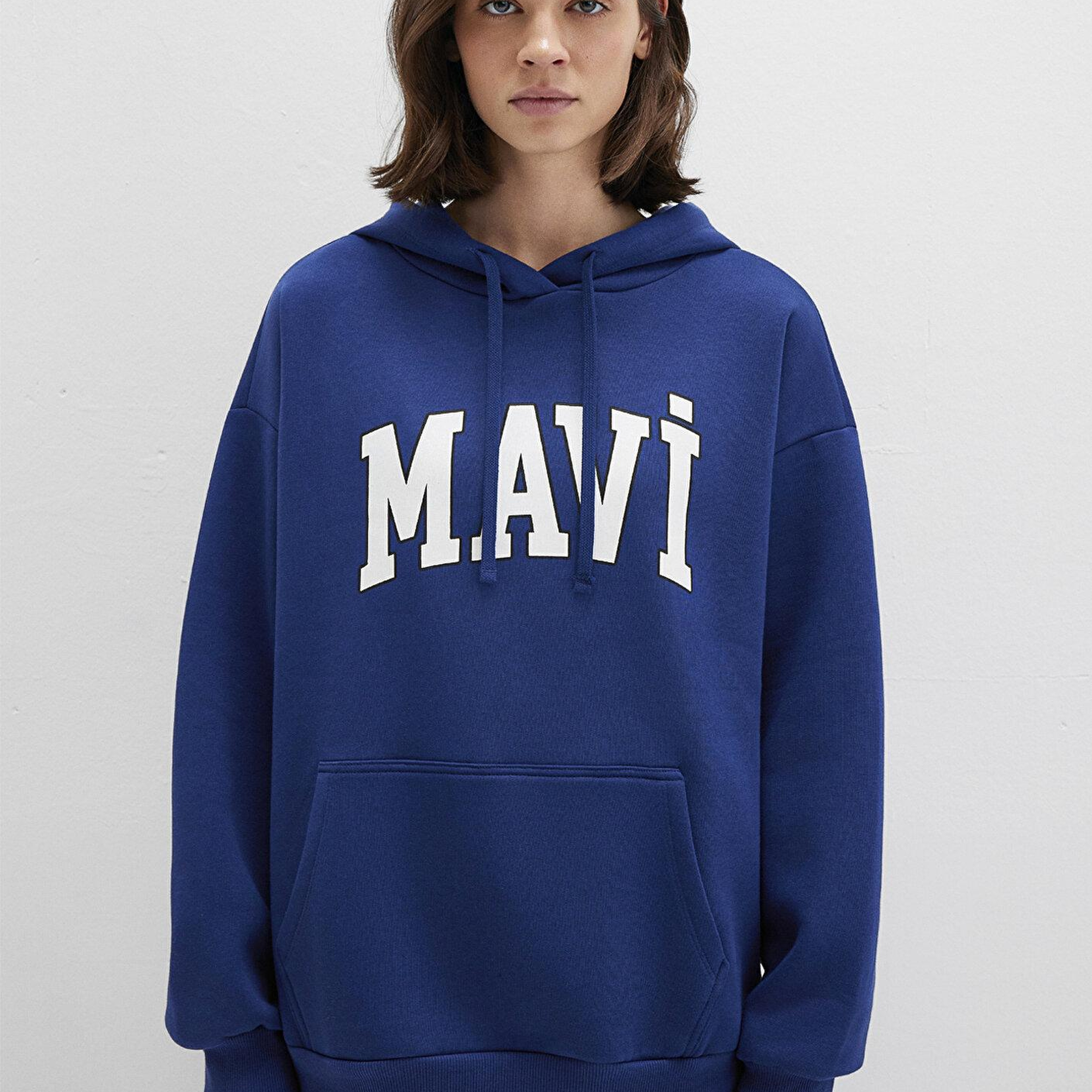 Mavi Mavi Logo Baskılı Kapüşonlu Lacivert Sweatshirt 1600361-70722