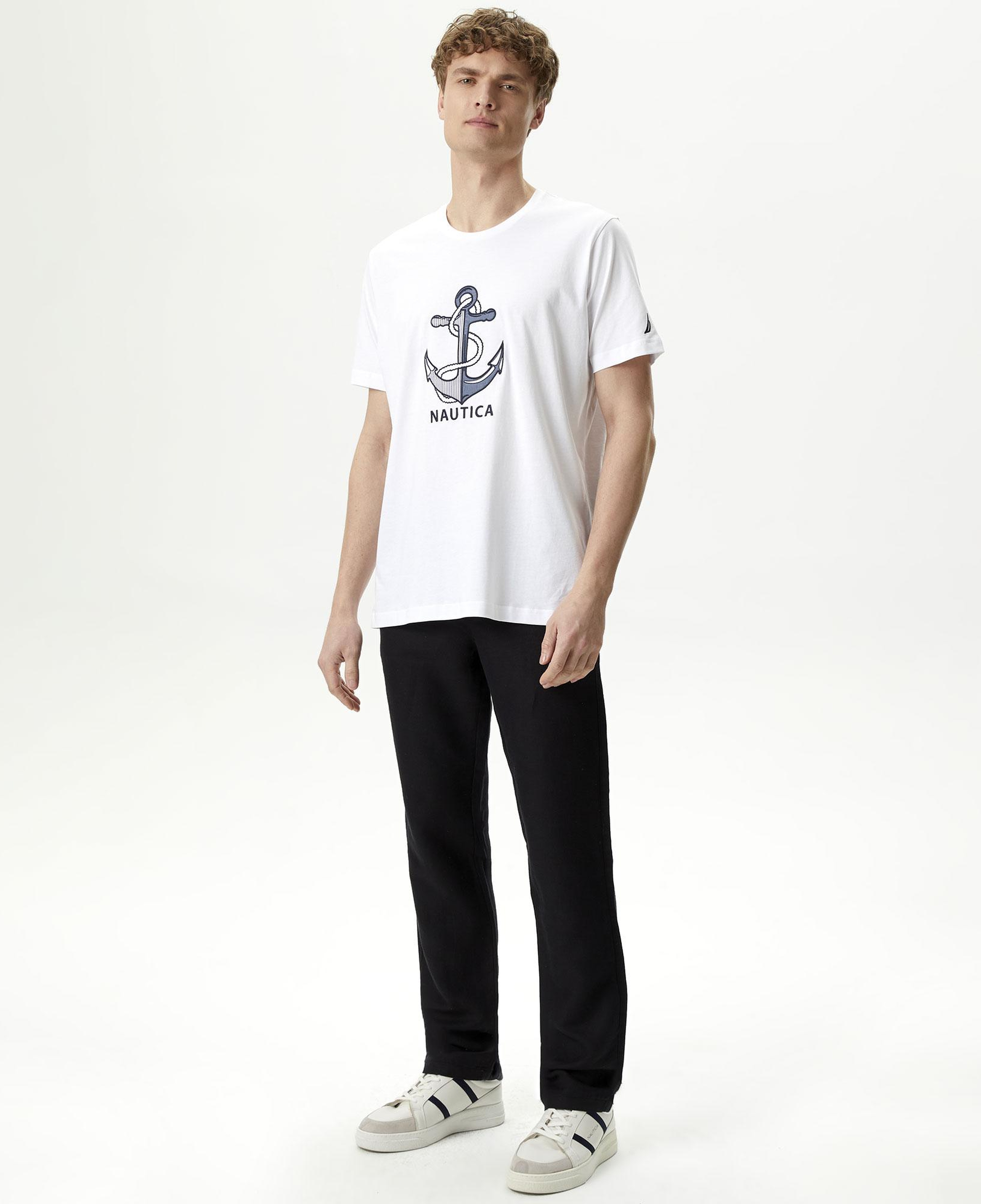 Nautica Erkek Siyah Classic Fit Keten Karışımlı Pantolon