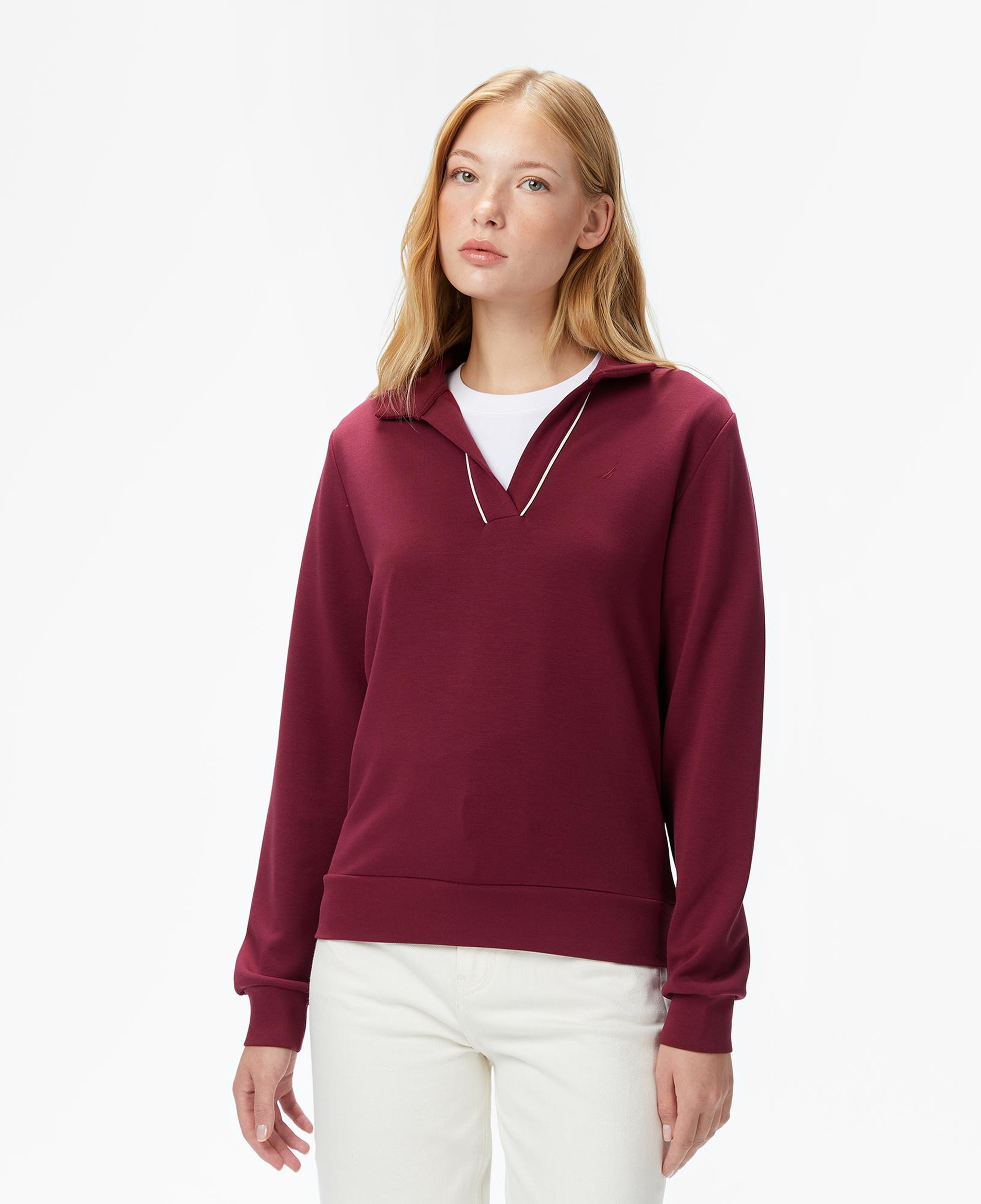 Nautica Kadın Bordo Regular Fit Sweatshirt
