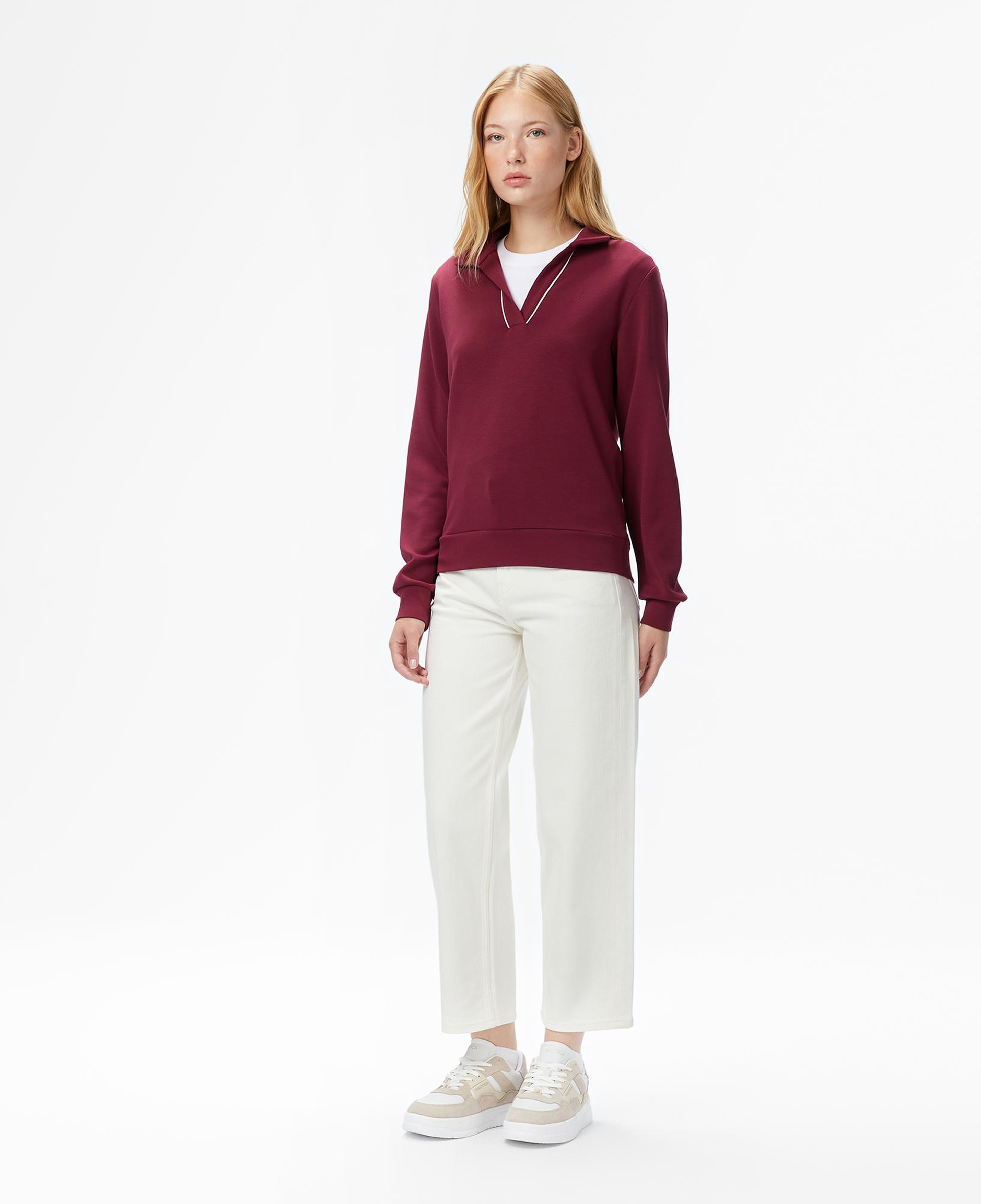 Nautica Kadın Bordo Regular Fit Sweatshirt