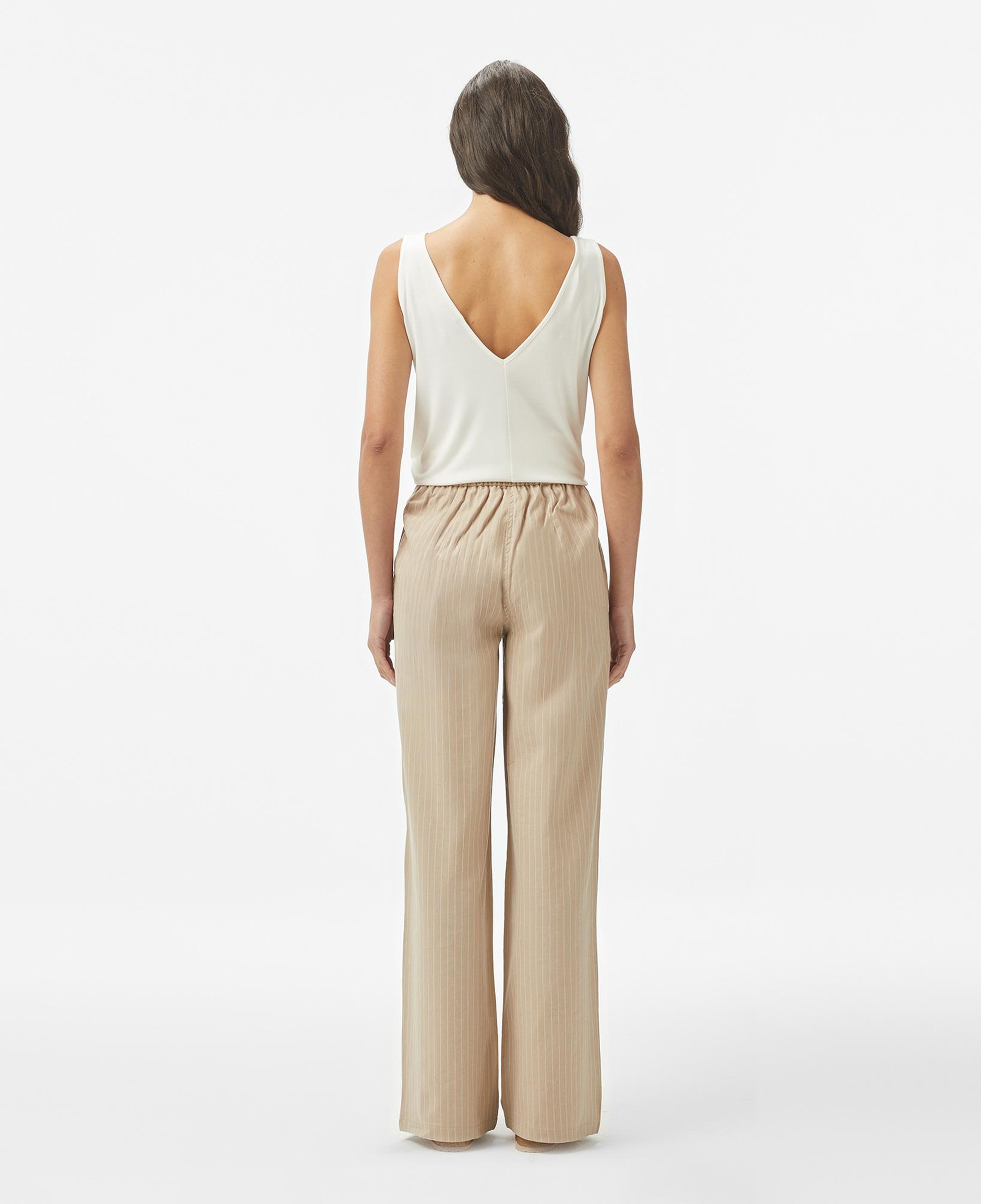 Nautica Kadın Bej Regular Fit Keten Karışımlı Pantolon