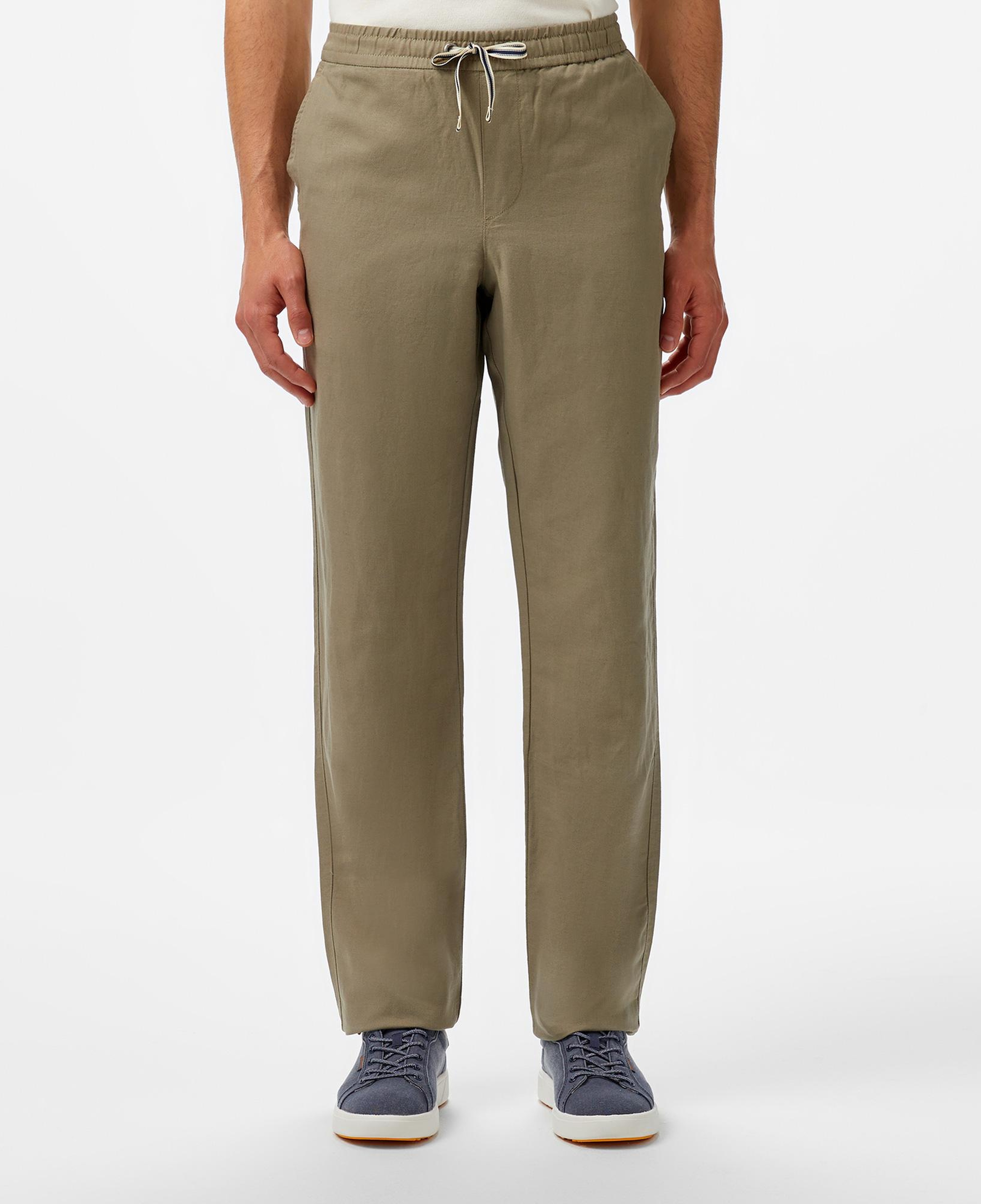 Nautica Erkek Yeşil Classic Fit Keten Karışımlı Pantolon
